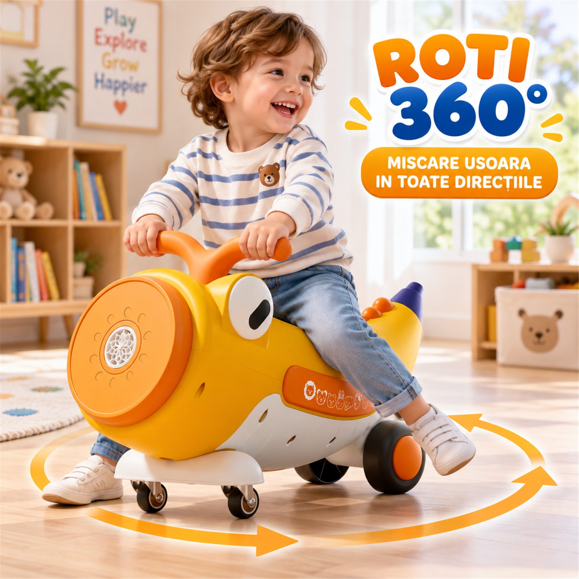 Vedere laterală mașinuță ride-on Flippy