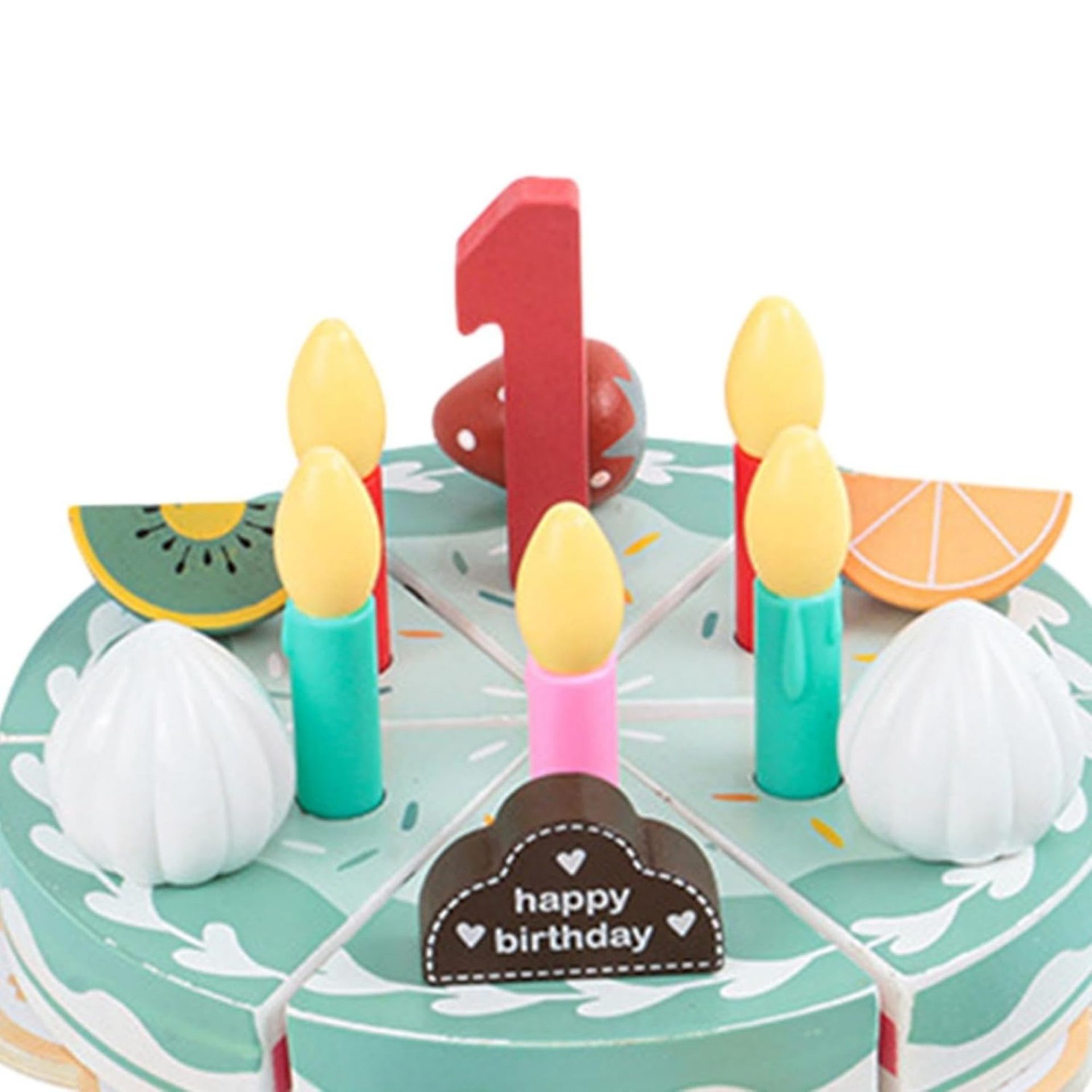 Jucarie Educativa Montessori din Lemn, , Set de Joaca Interactiv, Model Tort Aniversar Interactiv cu Velcro, Include Cifre 1-5 si Accesorii de Taiere, Dezvolta Motricitatea si Imaginatia, 3ani+, Multicolor 3