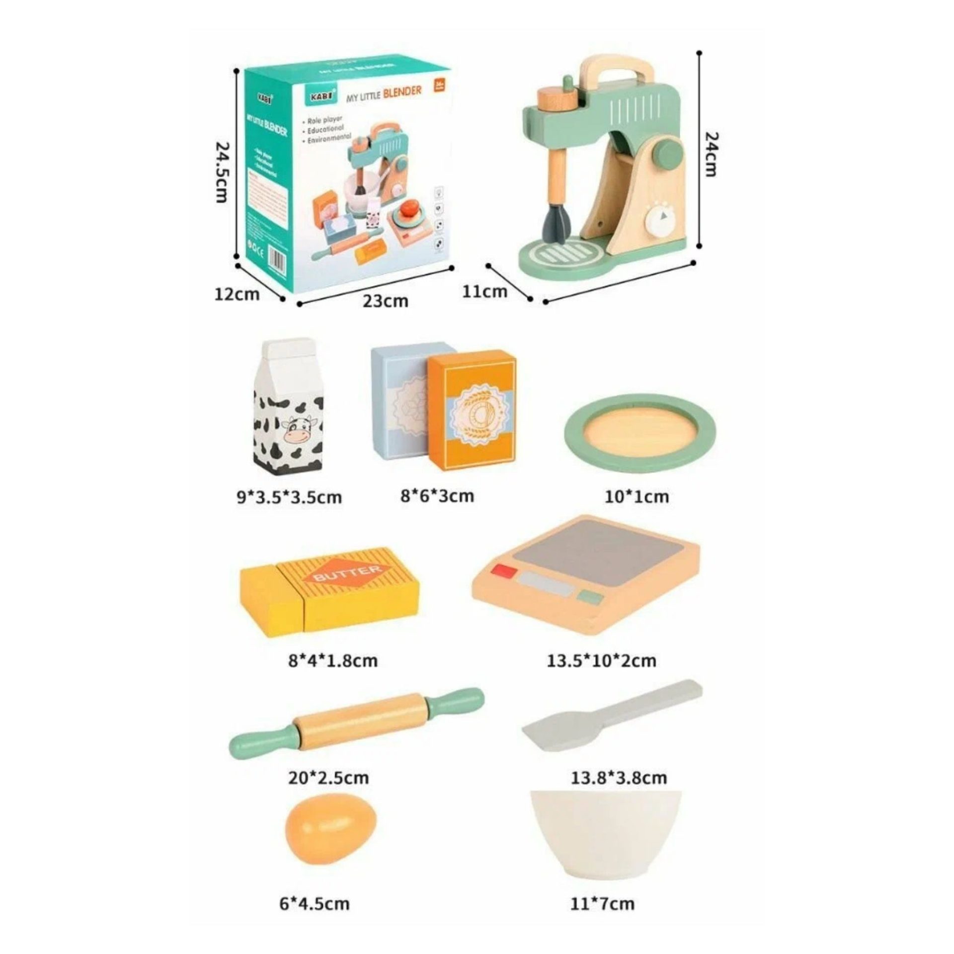 Set de Joaca Educativ, , Jucarie Montessori Interactiva pentru Gatit, Mixer de Bucatarie din Lemn, Cintar si Ingridiente, 3 ani+, Multicolor 3