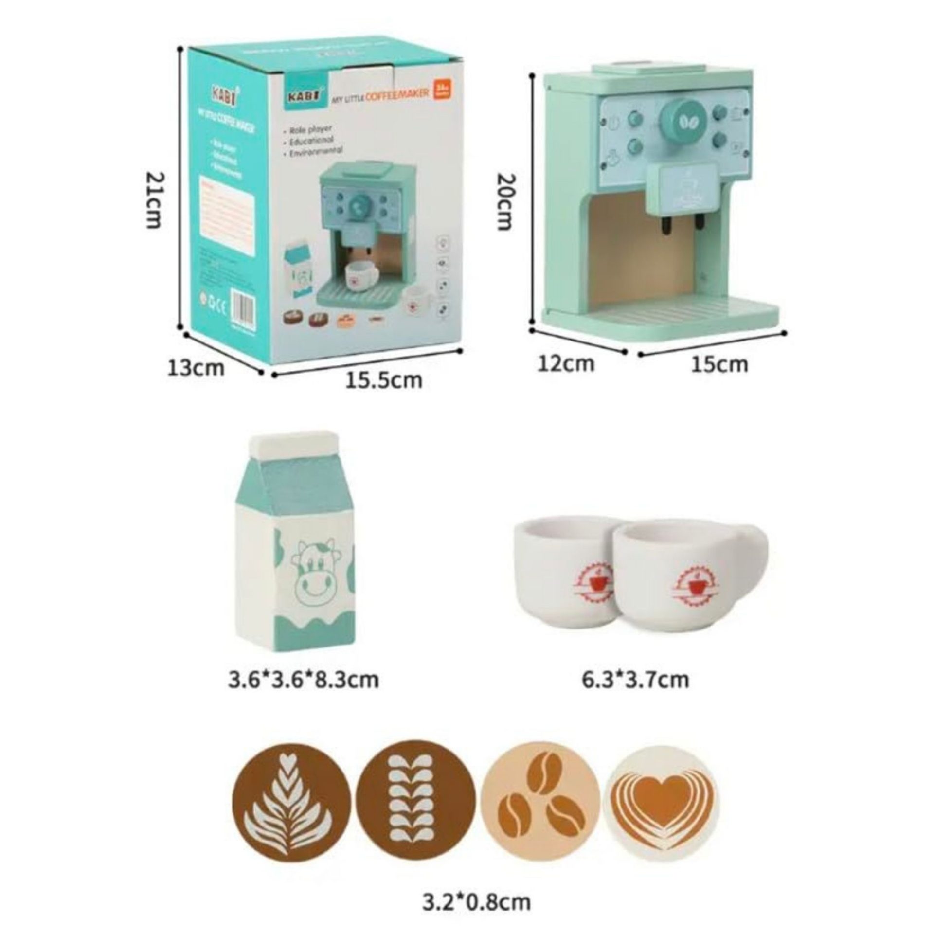 Jucarie Educativa Montessori din Lemn, , Aparat de Cafea Interactiv cu Capsule si 7 Accesorii Incluse, Dezvolta Motricitatea si Imaginatia, 3 ani+, Multicolor 2