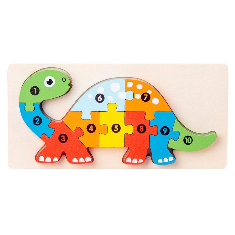 Puzzle 3D din lemn Montessori Flippy Brachiosaurus