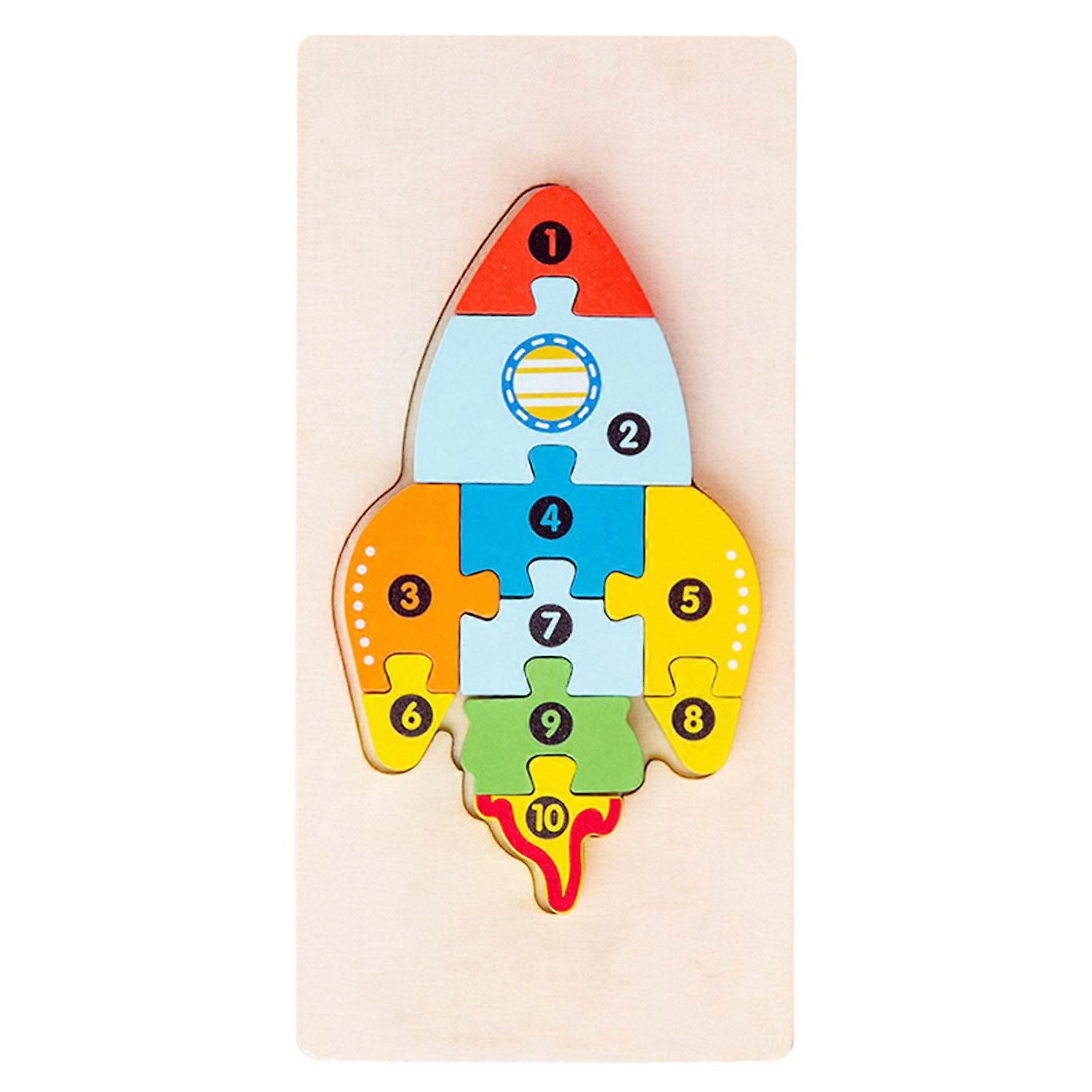 Puzzle 3D din lemn Flippy model racheta multicolor