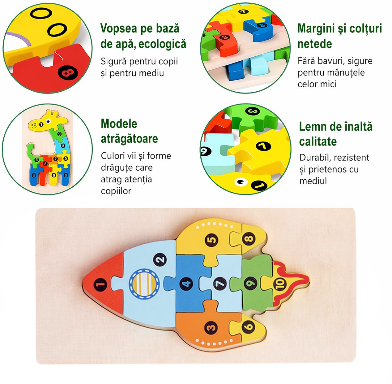 Detaliu piese puzzle lemn Flippy racheta