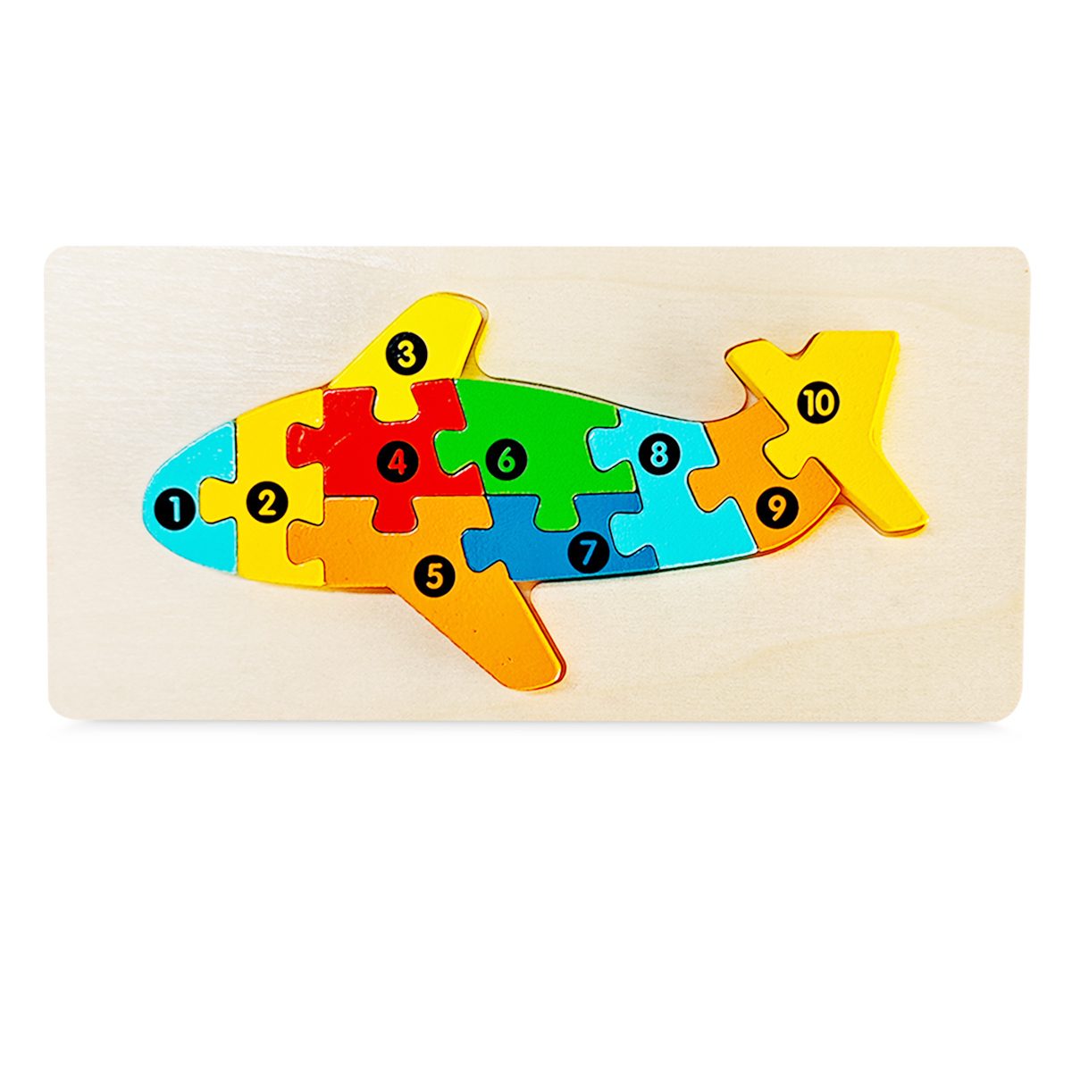 Puzzle din Lemn 3D Montessori Flippy Model Avion