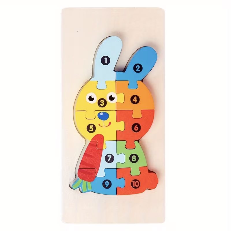 Puzzle din Lemn 3D Flippy Iepure Multicolor