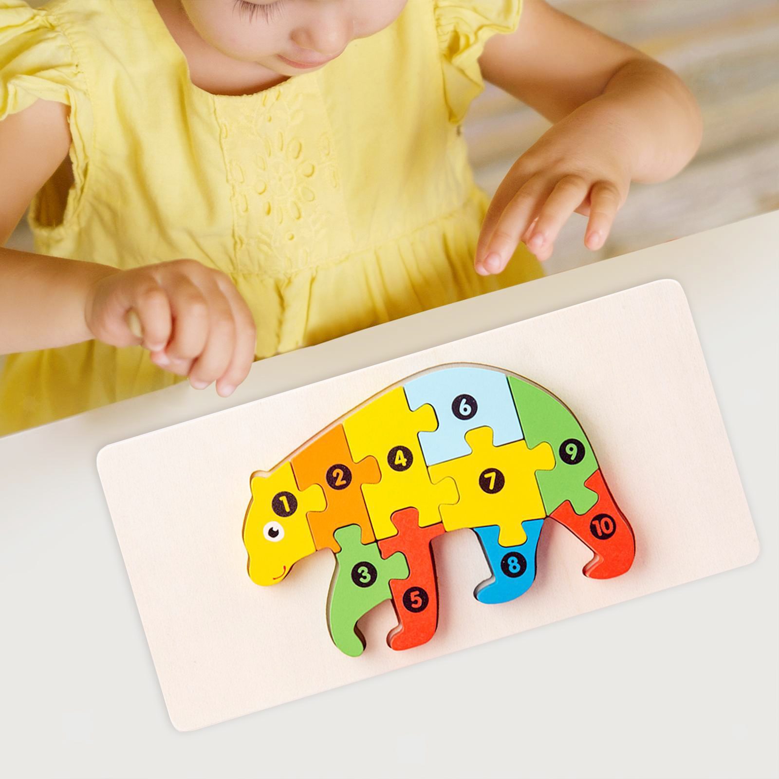 Piese puzzle lemn multicolor Flippy