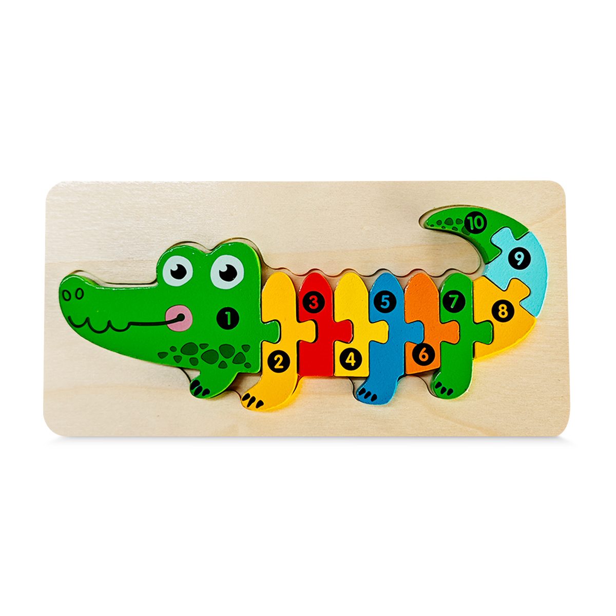 Puzzle din Lemn 3D Montessori Flippy Model Crocodil