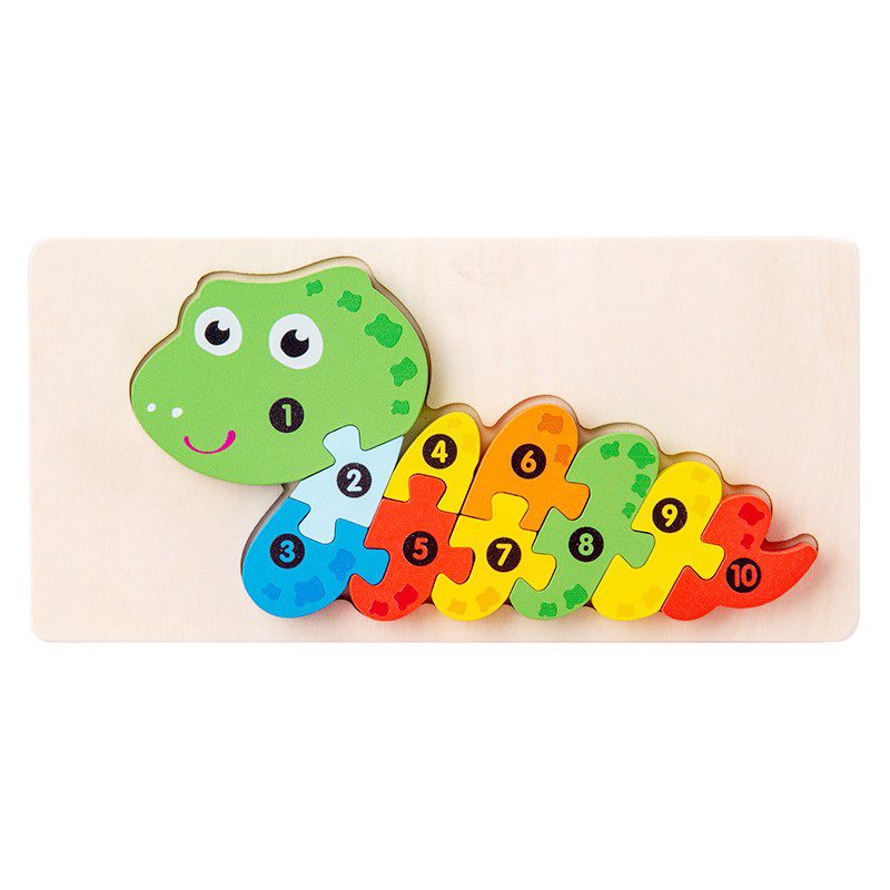 Puzzle din lemn 3D Montessori model Șarpe Flippy