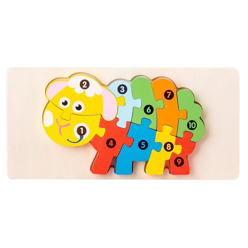 Puzzle 3D din Lemn Flippy Model Oaie Multicolor