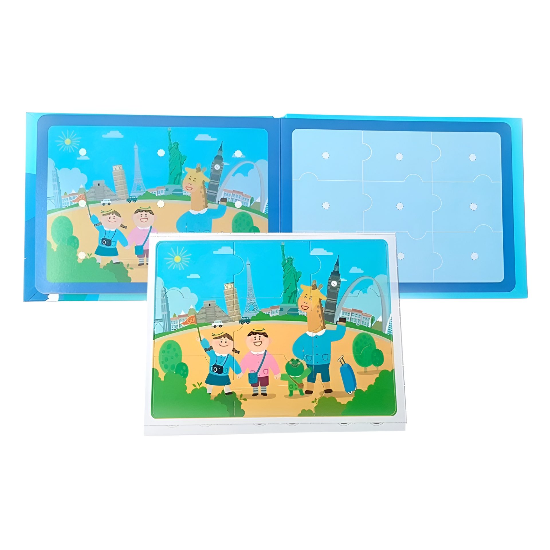 Carte Educativa cu Stickere Reutilizabile, , Quiet Book Senzoriala cu Pagini Interactive , Joc Montessori, Seria ''In Jurul Lumii', Puzzle, Dezvolta Motricitatea Fina si Logica, Quiet Book pentru Invatare Timpurie, 3 ani, Multicolor 5