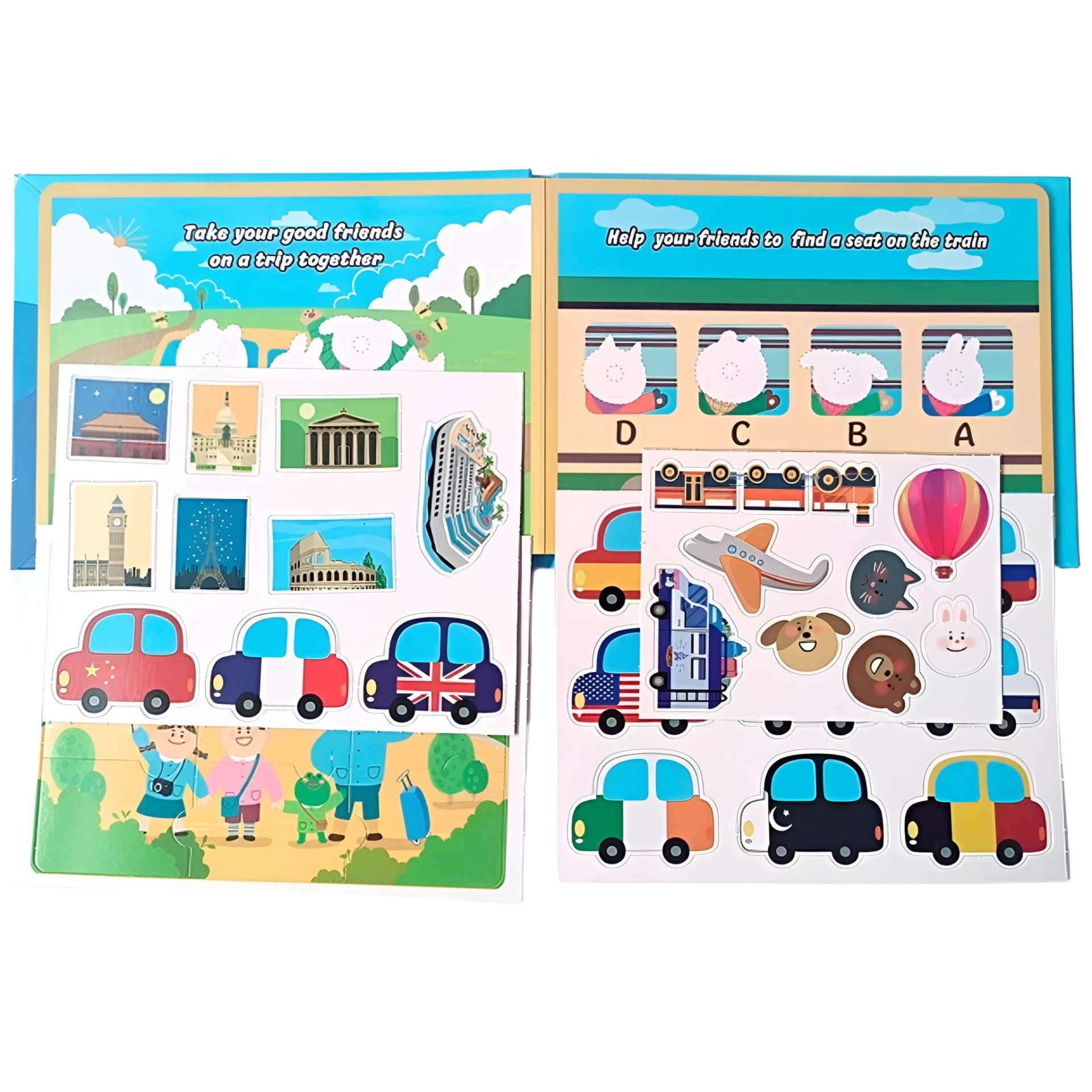 Carte Educativa cu Stickere Reutilizabile, , Quiet Book Senzoriala cu Pagini Interactive , Joc Montessori, Seria ''In Jurul Lumii', Puzzle, Dezvolta Motricitatea Fina si Logica, Quiet Book pentru Invatare Timpurie, 3 ani, Multicolor 3
