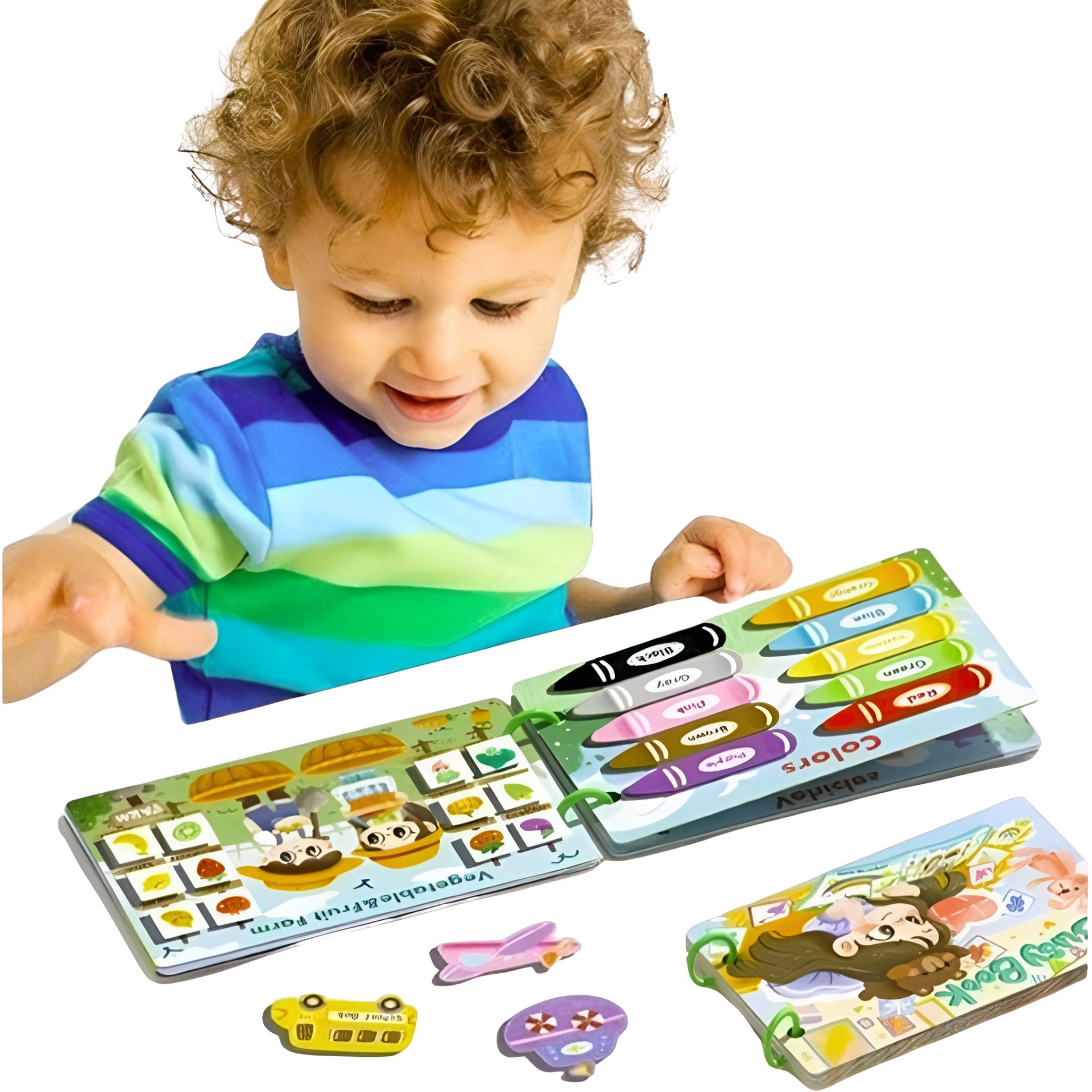 Carte Educationala Montessori, , Joc Educational Busy Book, Carte Senzoriala cu 12 Teme de Invatare, Dezvolta Motricitatea Fina si Logica, Alfabet, Cifre, Jucarie de Calatorie, 3ani+, Multicolor 5