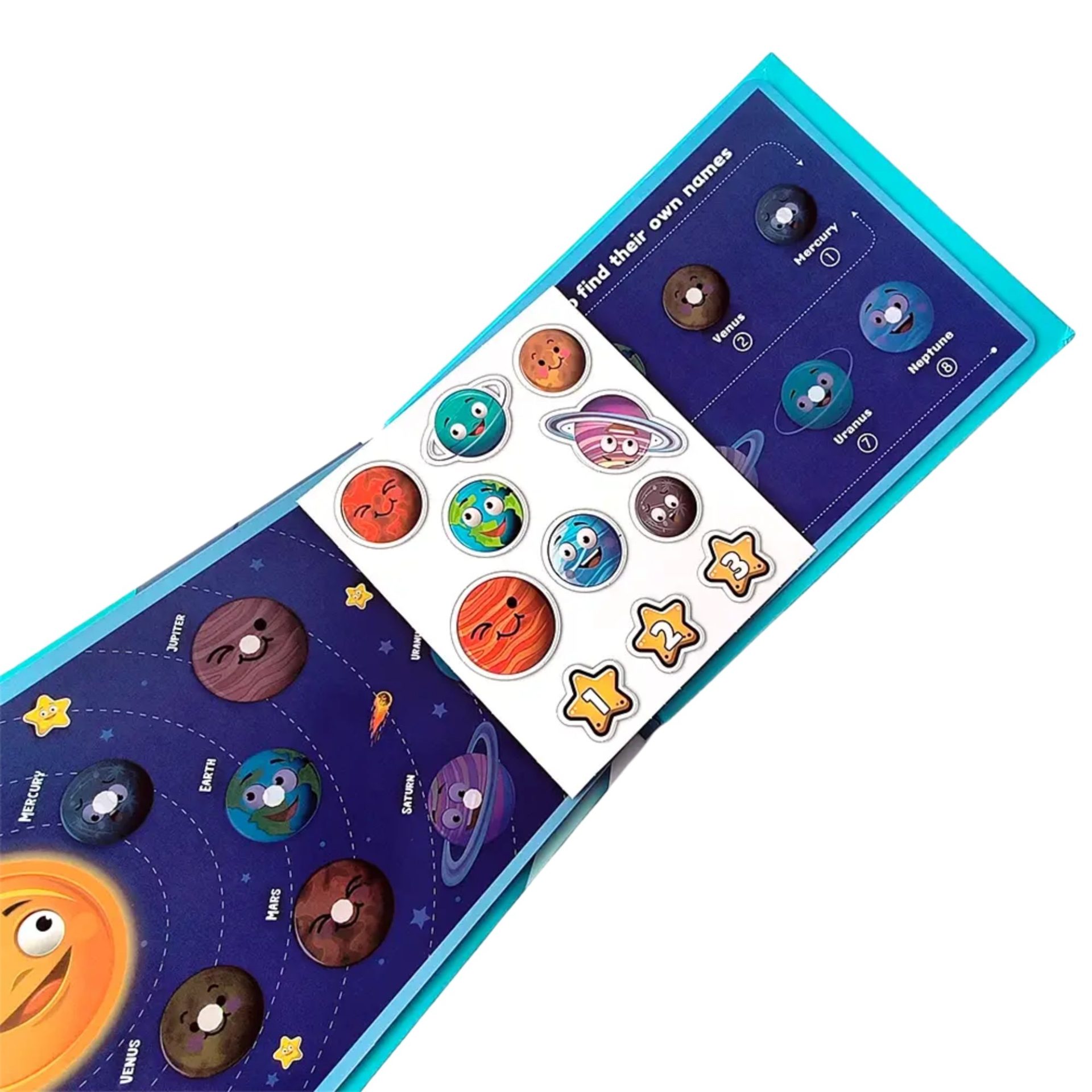 Carte Educativa cu Stickere Reutilizabile, , Quiet Book Senzoriala cu Pagini Interactive , Joc Montessori, Seria ''Explorarea Spatiului'', Dezvolta Motricitatea Fina si Logica, Quiet Book pentru Invatare Timpurie, 3 ani, Multicolor 4
