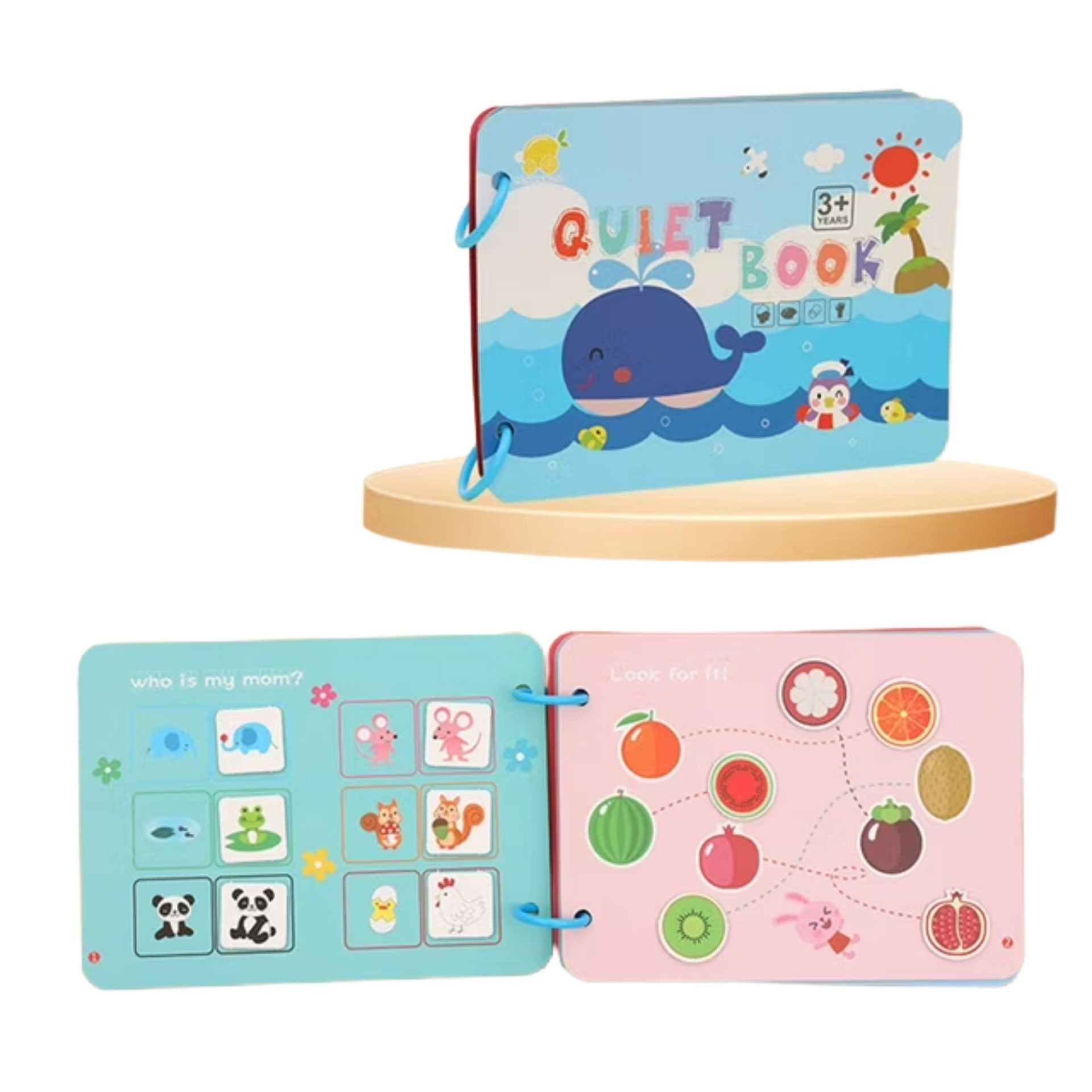 Carte Educativa cu Piese Reutilizabile, , Quiet Book Montessori, 10 Pagini Interactive, Piese cu Scai, 3 Ani+, Multicolor 2