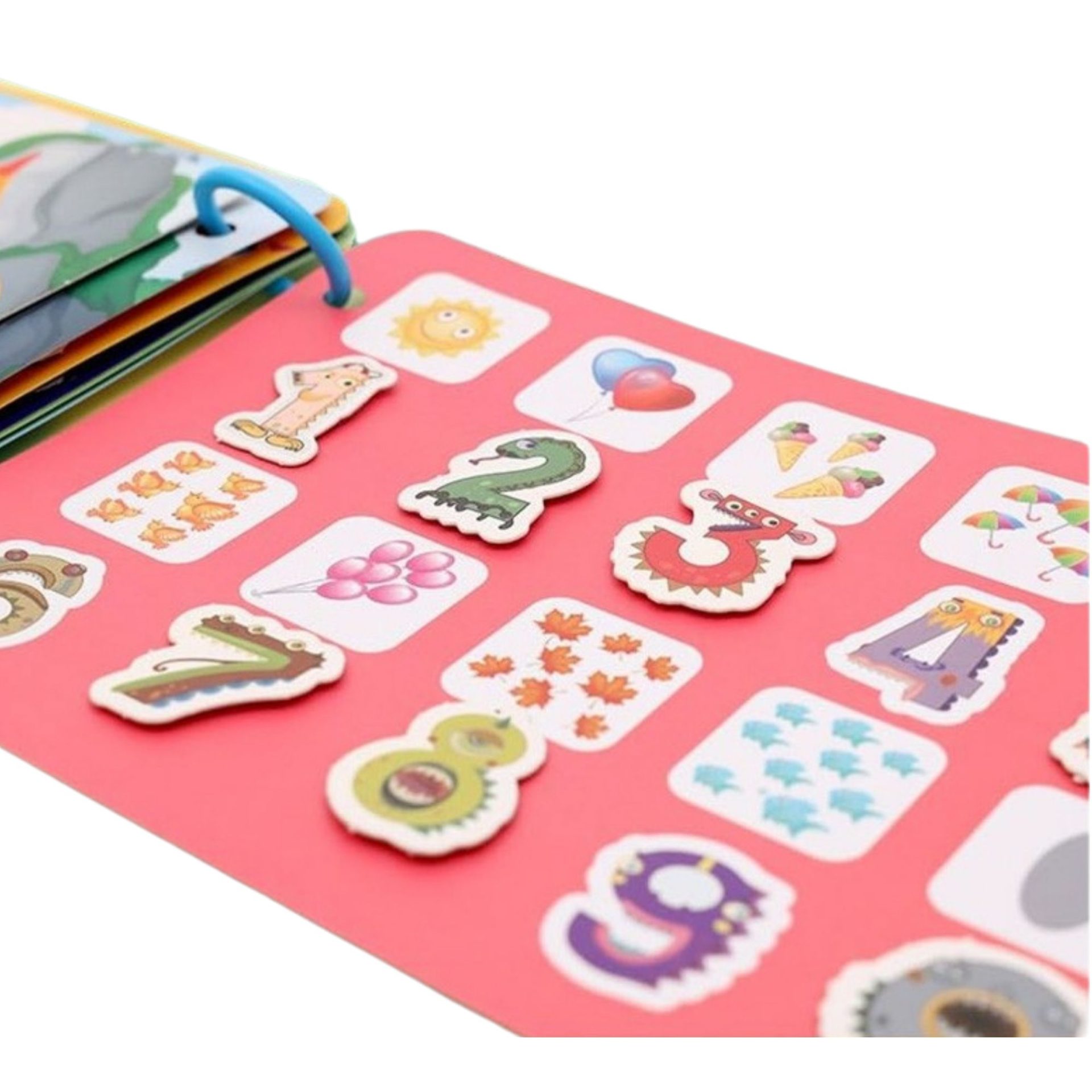 Carte Educativa cu Piese Reutilizabile, , Quiet Book Montessori, 10 Pagini Interactive, Piese cu Scai, 3 Ani+, Multicolor 5