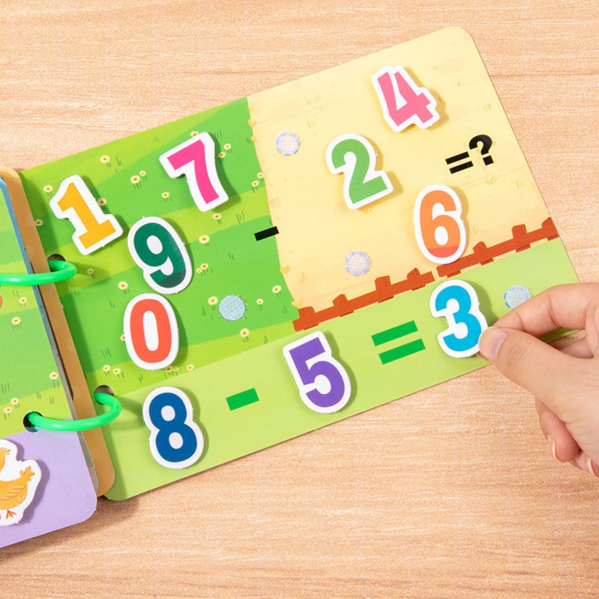 Carte Educativa cu Piese Reutilizabile, , Busy Book Montessori, 10 Pagini Interactive, Piese cu Scai, 30.5x21.7 cm, Multicolor 3
