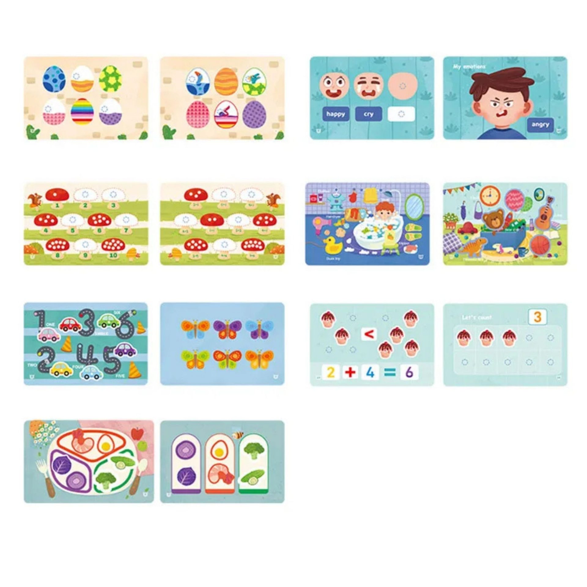 Carte Educativa cu Piese Reutilizabile, , Busy Book Montessori, 10 Pagini Interactive, Piese cu Scai, 30.5x21.7 cm, Multicolor 5