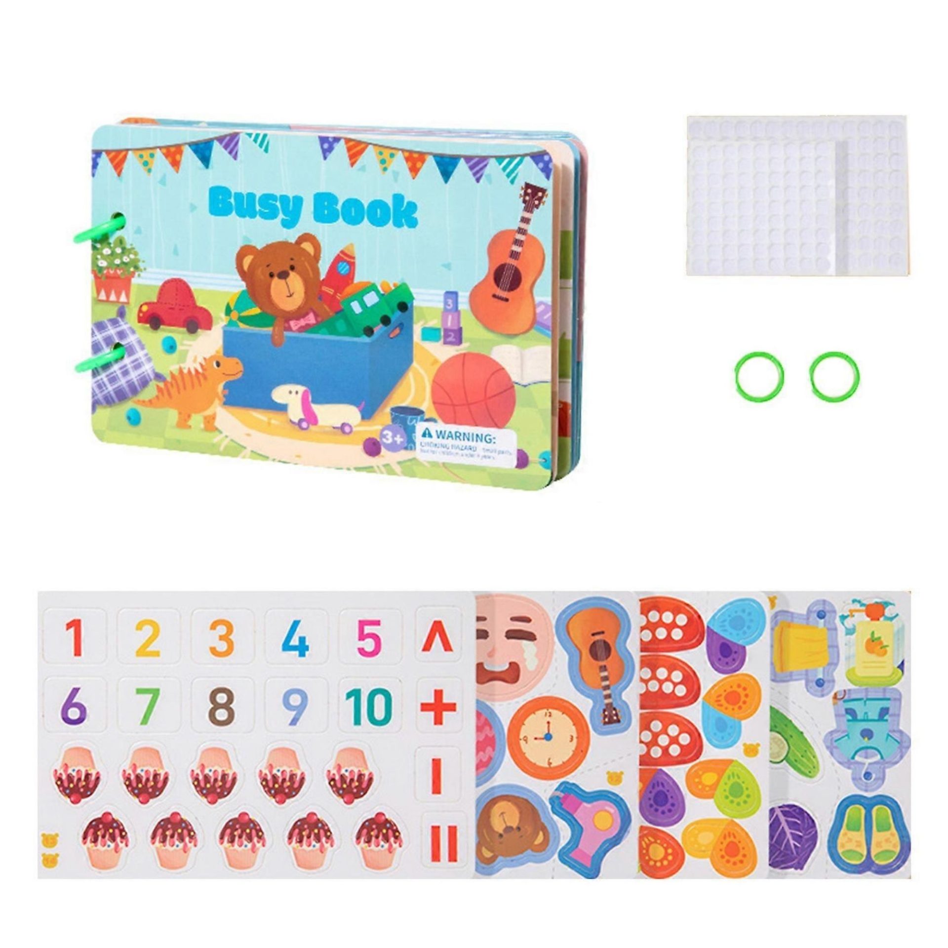 Carte Educativa cu Piese Reutilizabile, , Busy Book Montessori, 10 Pagini Interactive, Piese cu Scai, 30.5x21.7 cm, Multicolor 2