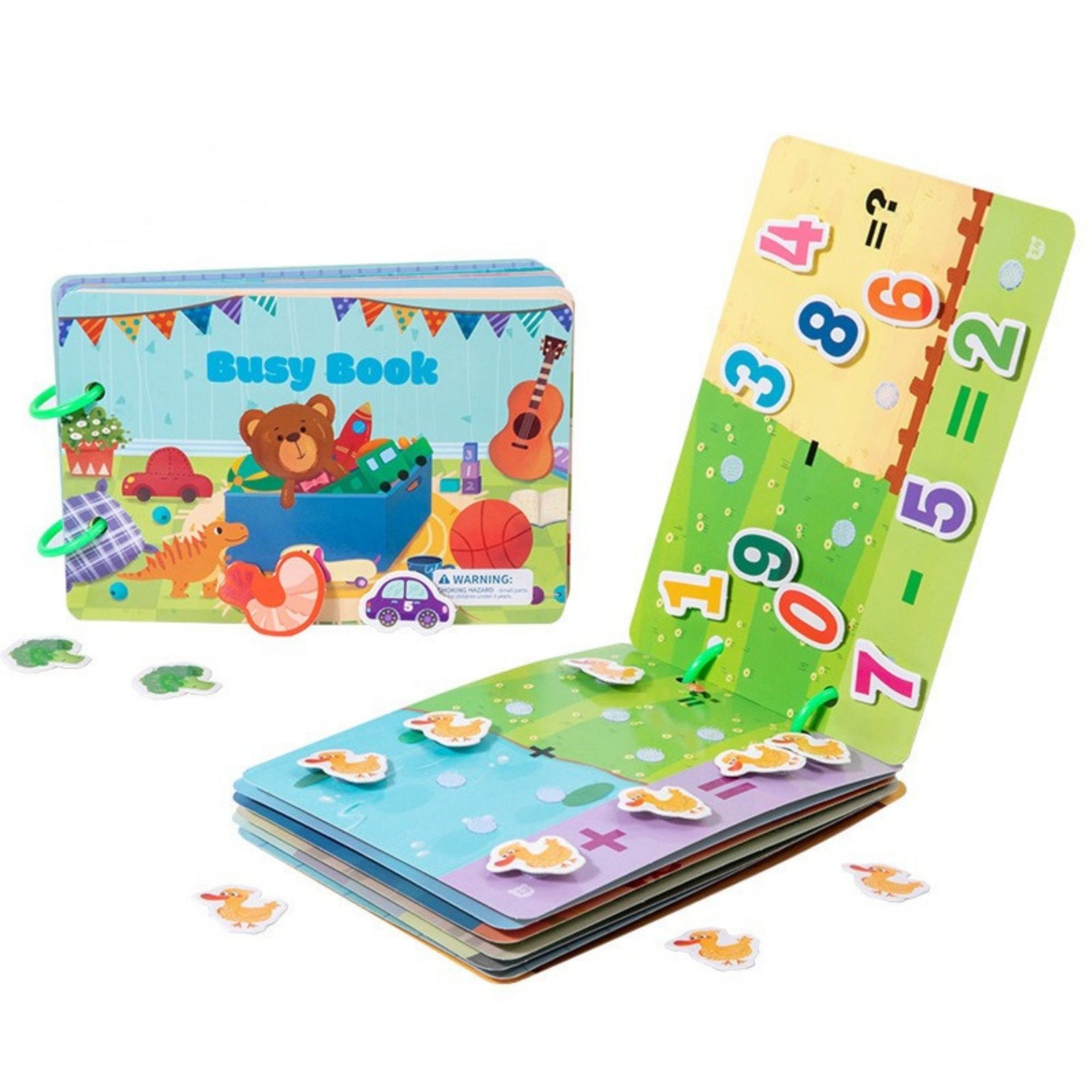 Carte Educativa cu Piese Reutilizabile, , Busy Book Montessori, 10 Pagini Interactive, Piese cu Scai, 30.5x21.7 cm, Multicolor
