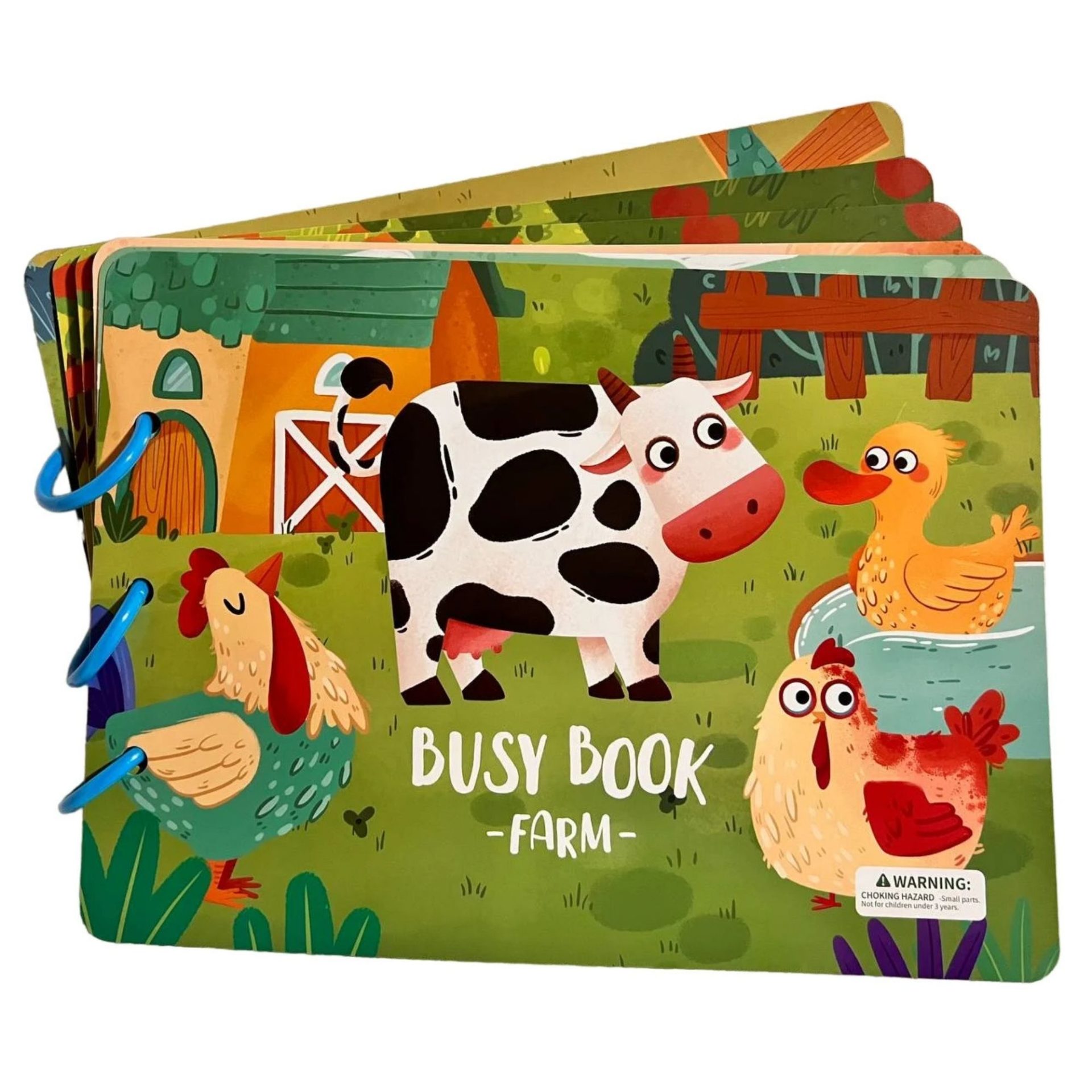 Carte Educativa cu Piese Reutilizabile, , Busy Book Montessori, Seria Viata la Ferma, 10 Pagini Interactive, Piese cu Scai, 30.5x21.7 cm, Multicolor