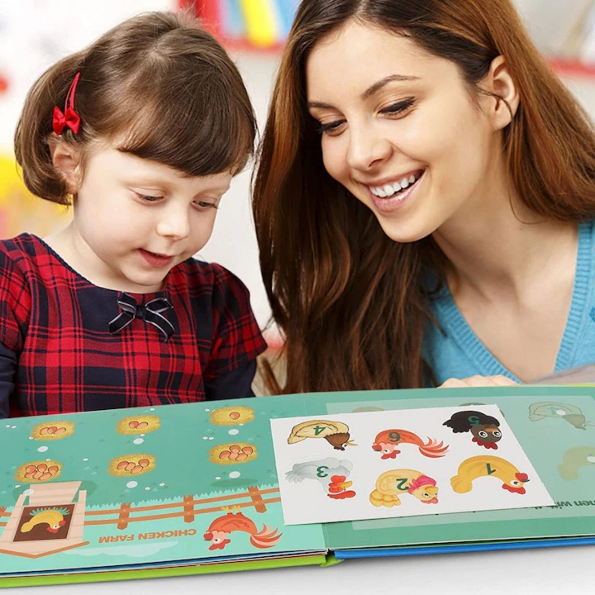 Carte Educativa cu Piese Reutilizabile, , Quiet Book Montessori, Seria Numere, 10 Pagini, Piese cu Scai, 28x20.5x2 cm, Multicolor 5