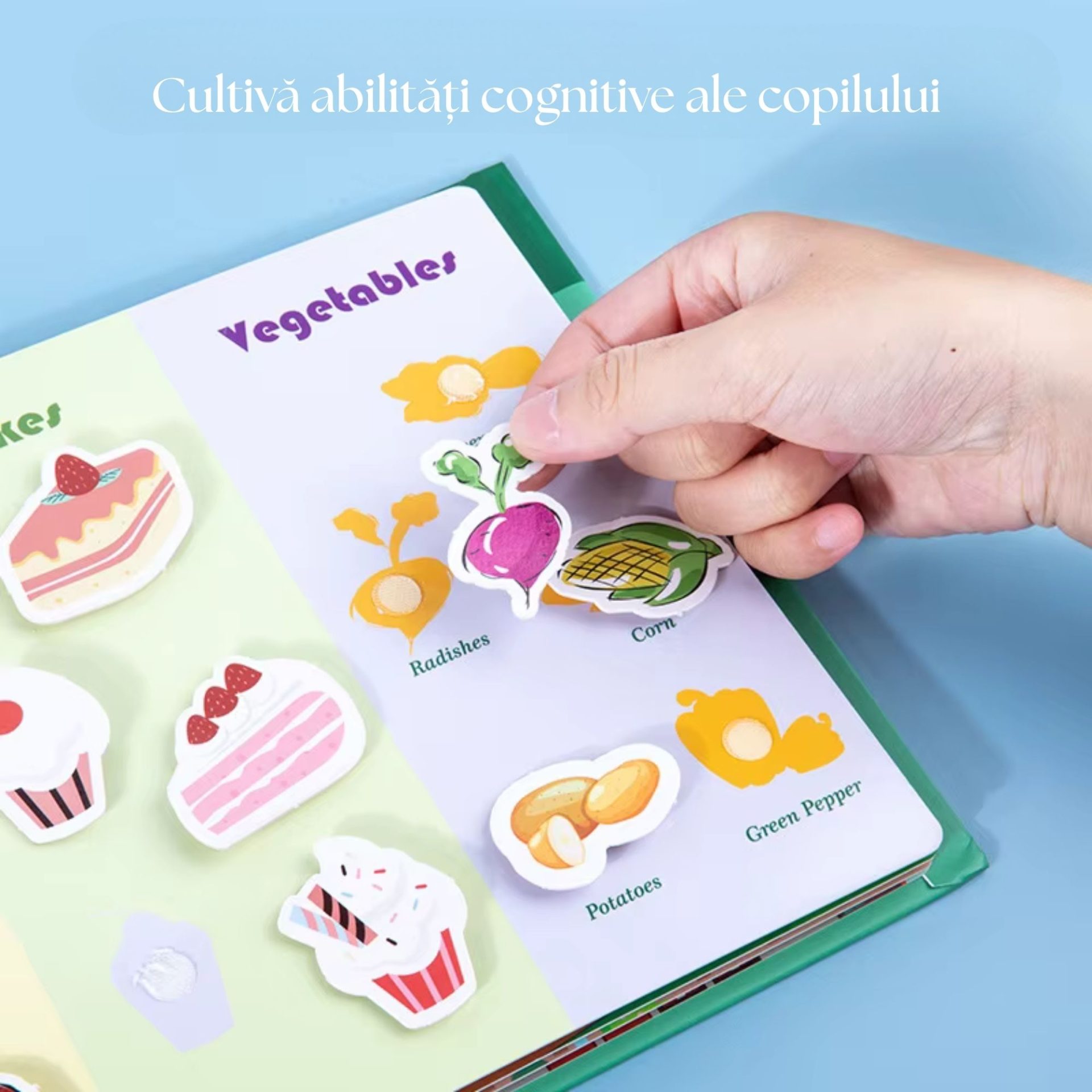 Carte Educativa cu Stickere Reutilizabile, , Quiet Book Montessori, Pagini Interactive, 3 Ani+, Multicolor 5