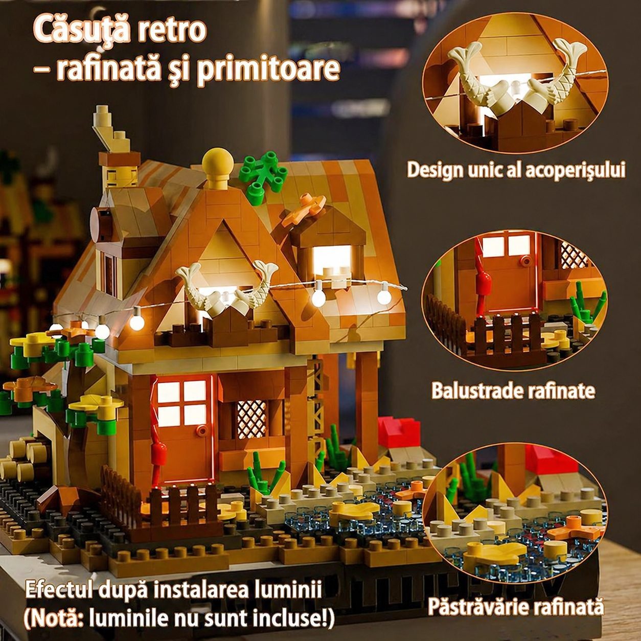Casuta calduroasa Flippy Forest Log Cabin constructie completa