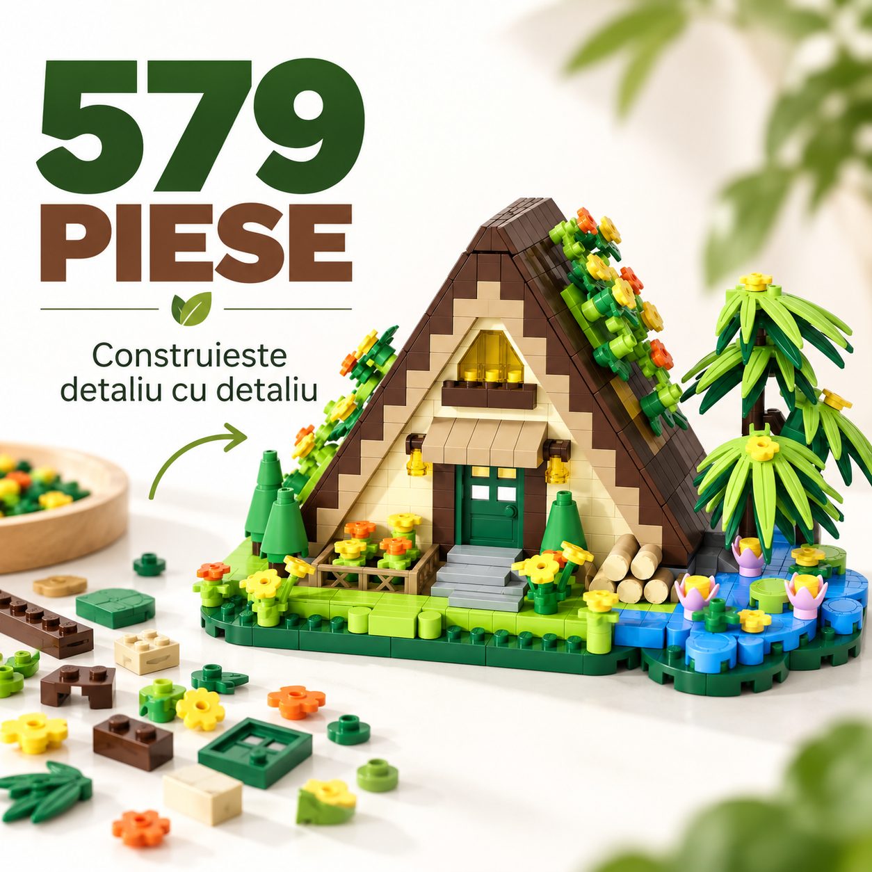 Set de Constructie, Flippy, Model Casa la Munte, 579 Piese, 11.6 x 6.5 x 6.4 cm, Multicolor