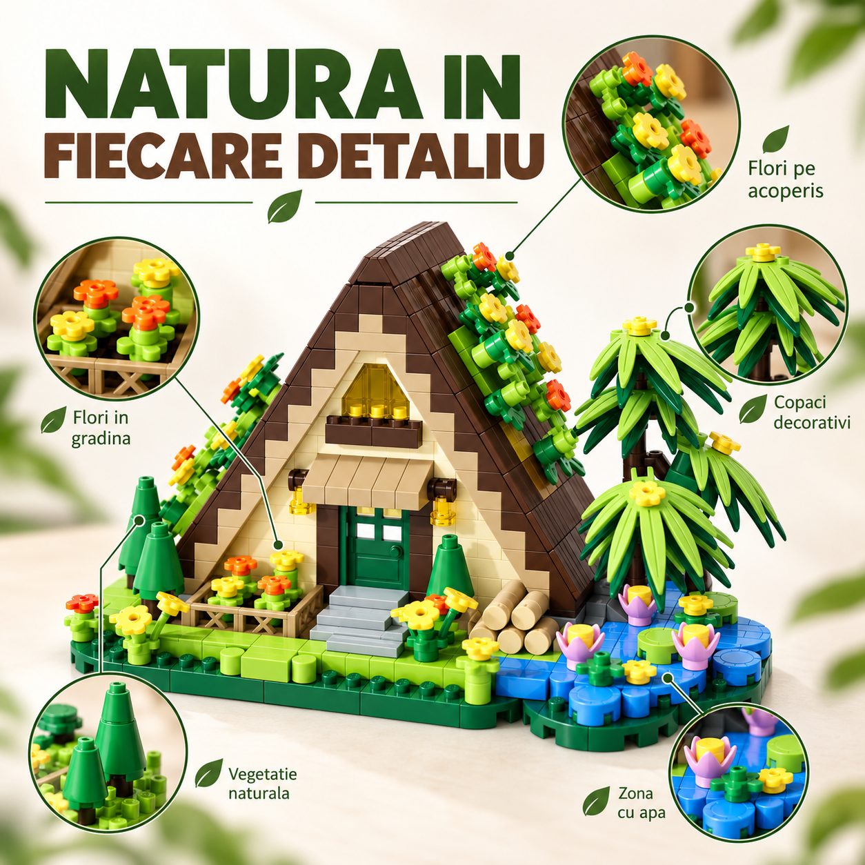 Set de Constructie, Flippy, Model Casa la Munte, 579 Piese, 11.6 x 6.5 x 6.4 cm, Multicolor