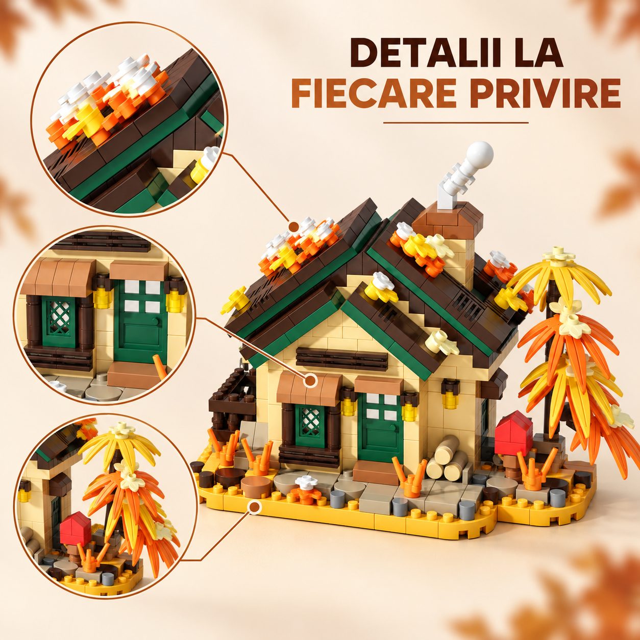 Set de Constructie, Flippy, Model Cabana de Toamna, 524 Piese, 11.5x6.1x8.6 cm, Multicolor