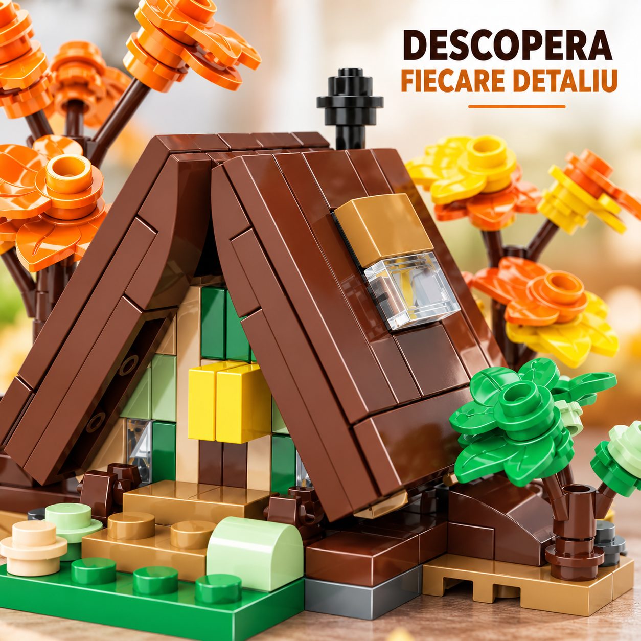 Set de Constructie, Flippy, Model Casuta Triunghiulara, 155 De Piese, Jucarie Creativa, 9x8x7.2 cm, Multicolor