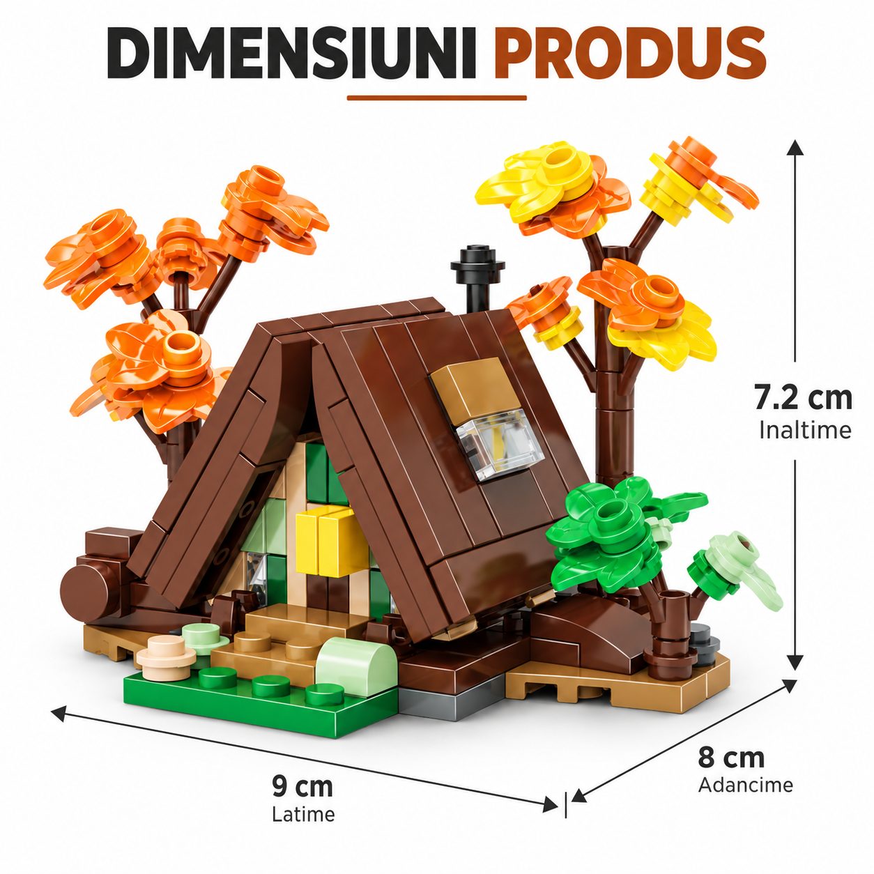 Set de Constructie, Flippy, Model Casuta Triunghiulara, 155 De Piese, Jucarie Creativa, 9x8x7.2 cm, Multicolor