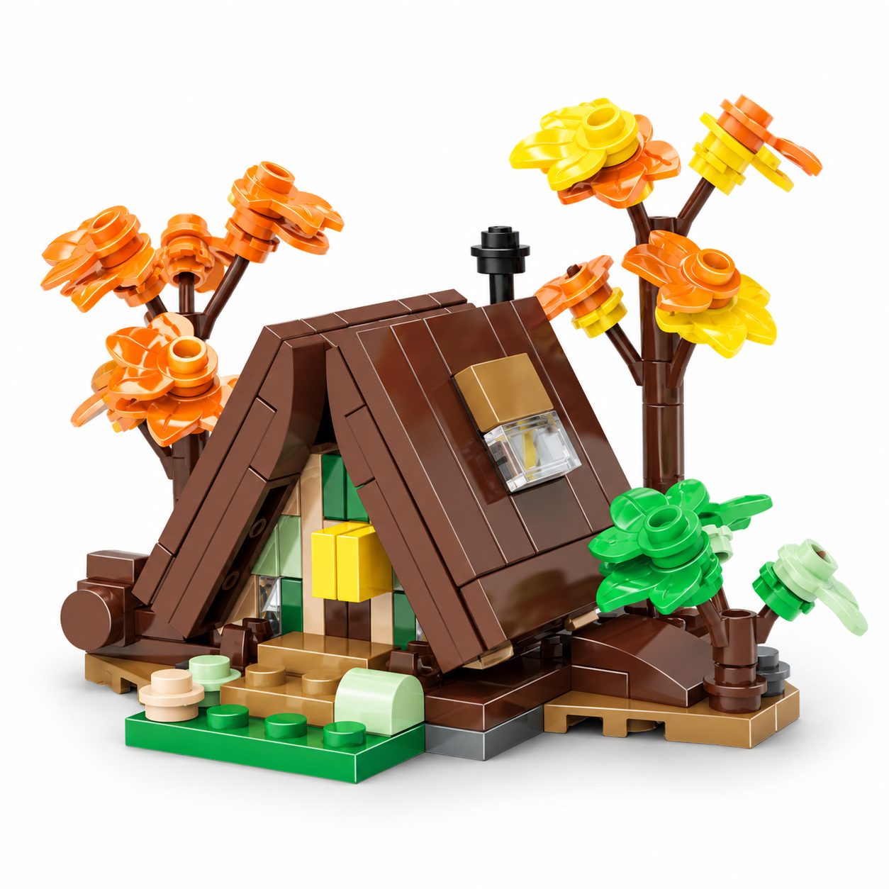 Set de Constructie, Flippy, Model Casuta Triunghiulara, 155 De Piese, Jucarie Creativa, 9x8x7.2 cm, Multicolor