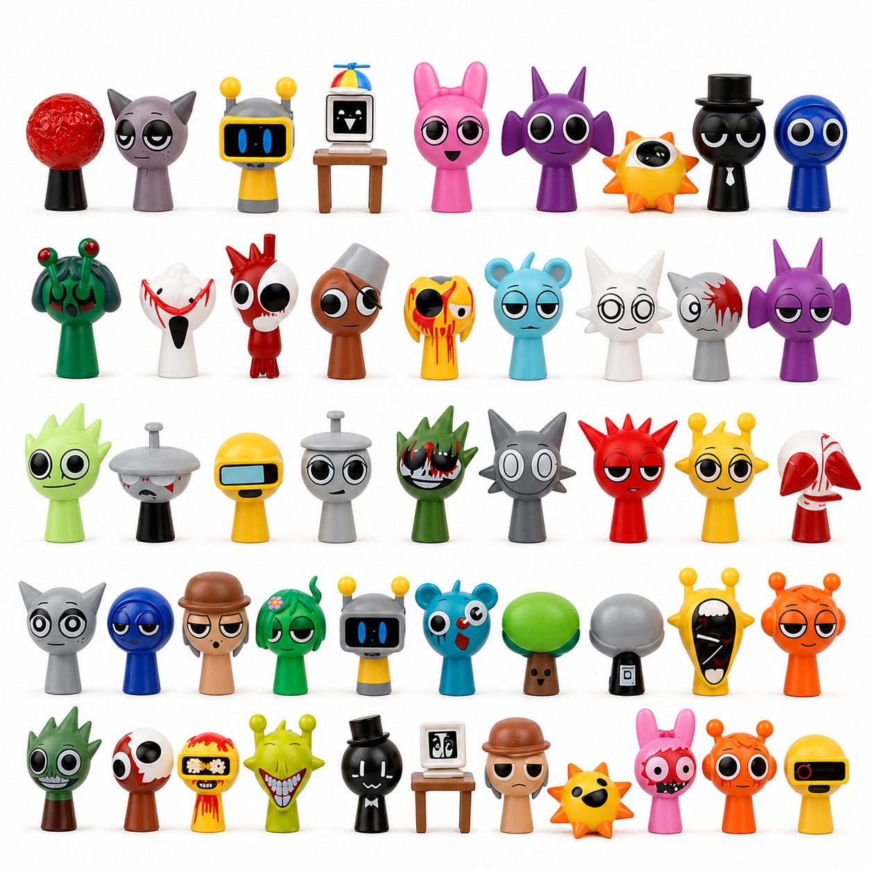 Set Figurine Ritmice G-Type, , 48 Piese, Dimensiuni 3-4 cm, Personaje Decorative Colorate, Multicolor