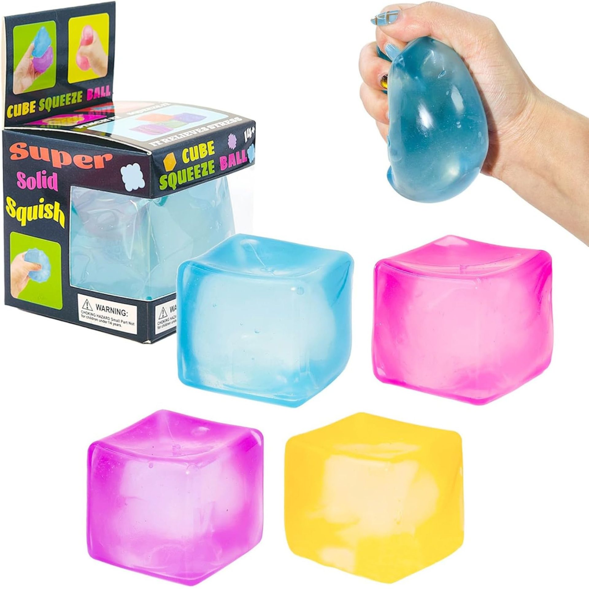 Jucarie Squishy tip Needoh in Forma de Cub de Gheata, , Model Cub de Gheata, Antistres Senzoriala Comprimabila cu Revenire Lenta, 5.5x5.5x5.5 cm, Culoare Aleatorie 3