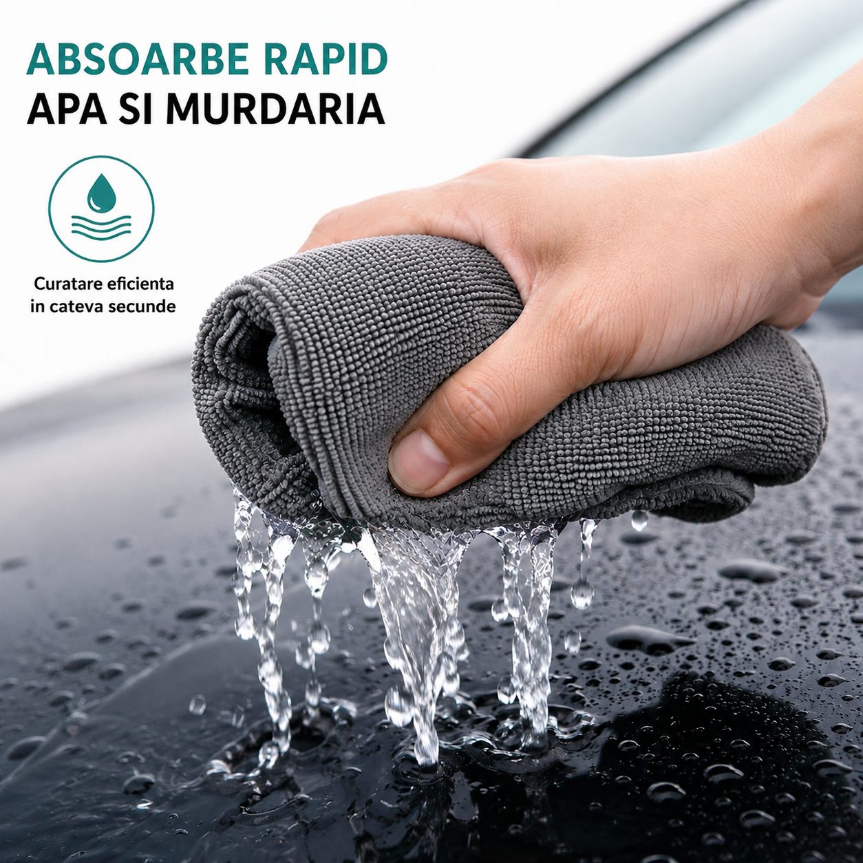 Set 30 Lavete din Microfibra, , pentru Curatare Auto si Suprafete, Absorbante si Reutilizabile, 30 x 30 cm, Gri 5