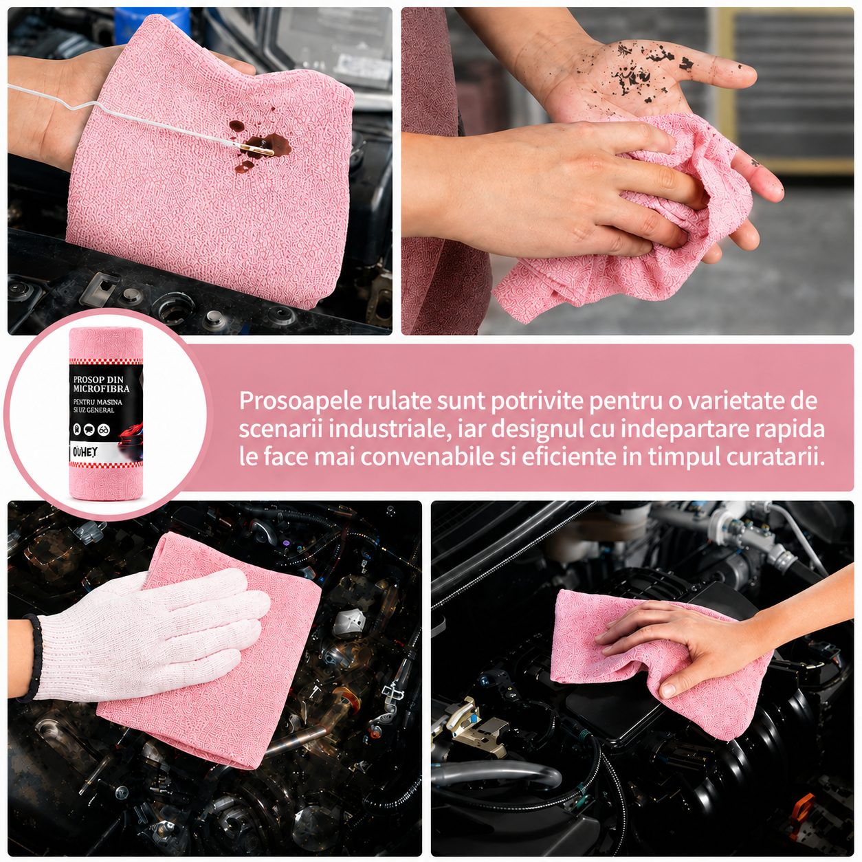 Set 30 Lavete din Microfibra, , pentru Curatare Auto si Suprafete, Absorbante si Reutilizabile, 30 x 30 cm, Roz 3