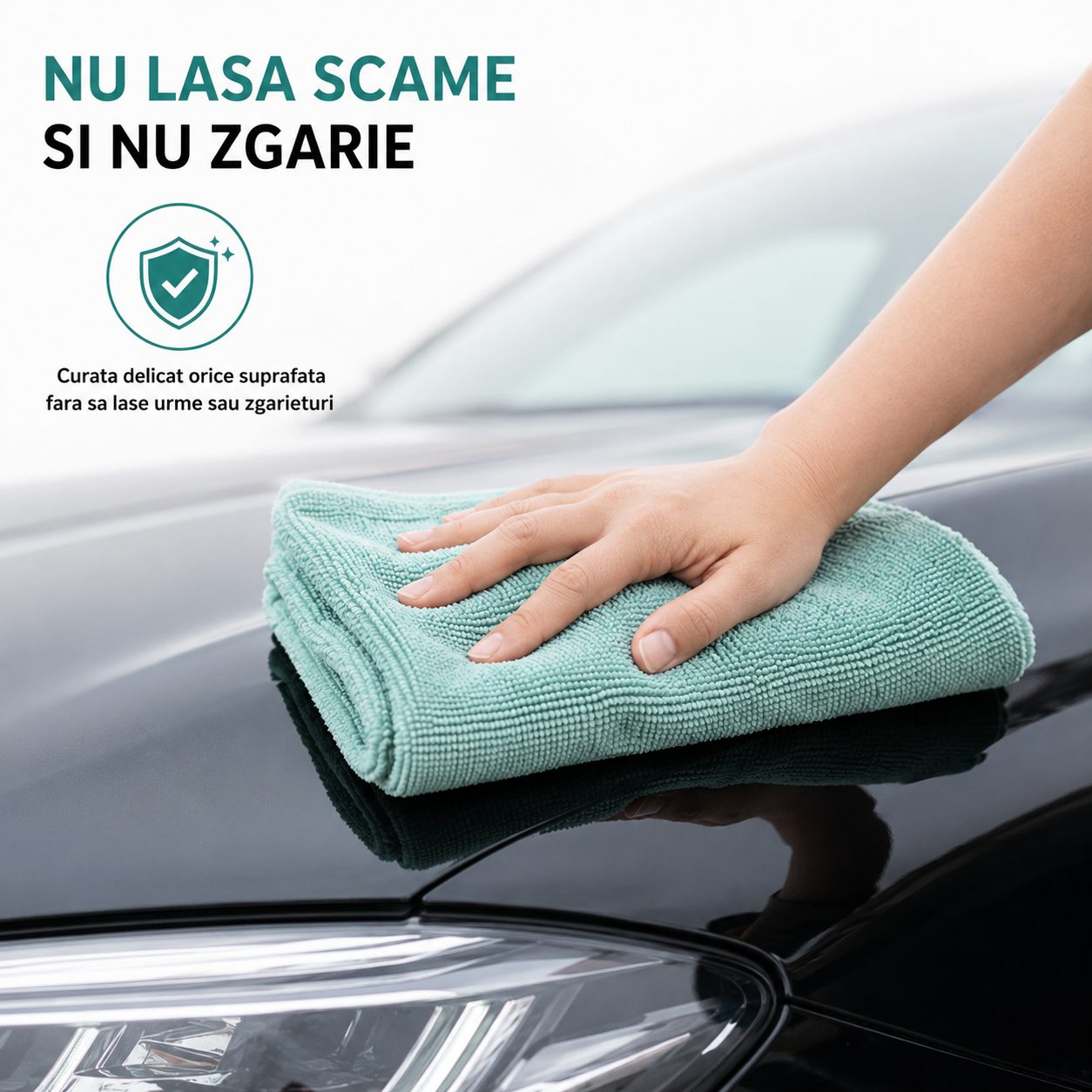 Set 50 Lavete din Microfibra, , pentru Curatare Auto si Suprafete, Absorbante si Reutilizabile, 30 x 30 cm, Turcoaz 5