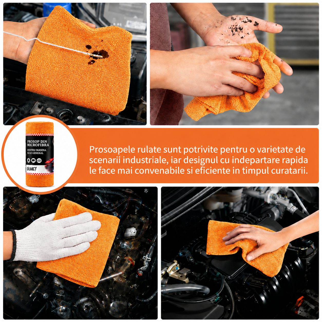 Set 50 Lavete din Microfibra, , pentru Curatare Auto si Suprafete, Absorbante si Reutilizabile, 30 x 30 cm, Portocaliu 3