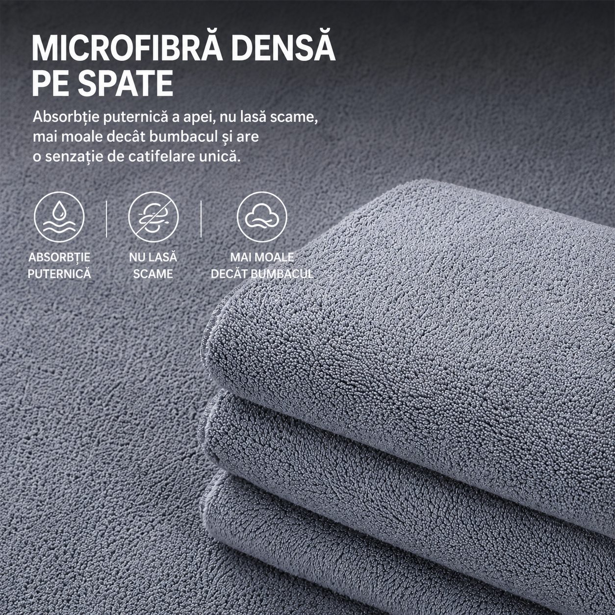 Prosop Auto din Microfibra, , 400 GSM, Absorbant, Moale si Fara Scame, pentru Uscare si Curatare Auto, 30x30 cm, Gri Deschis 2