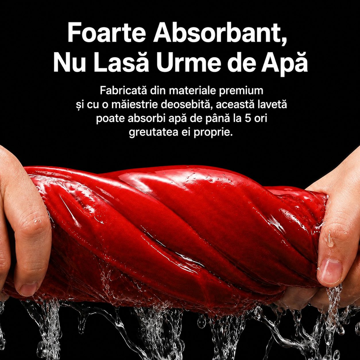 Prosop Auto din Microfibra, , 400 GSM, Absorbant si Fara Urme de Apa, pentru Uscare si Curatare Auto, 30x40 cm, Rosu 4