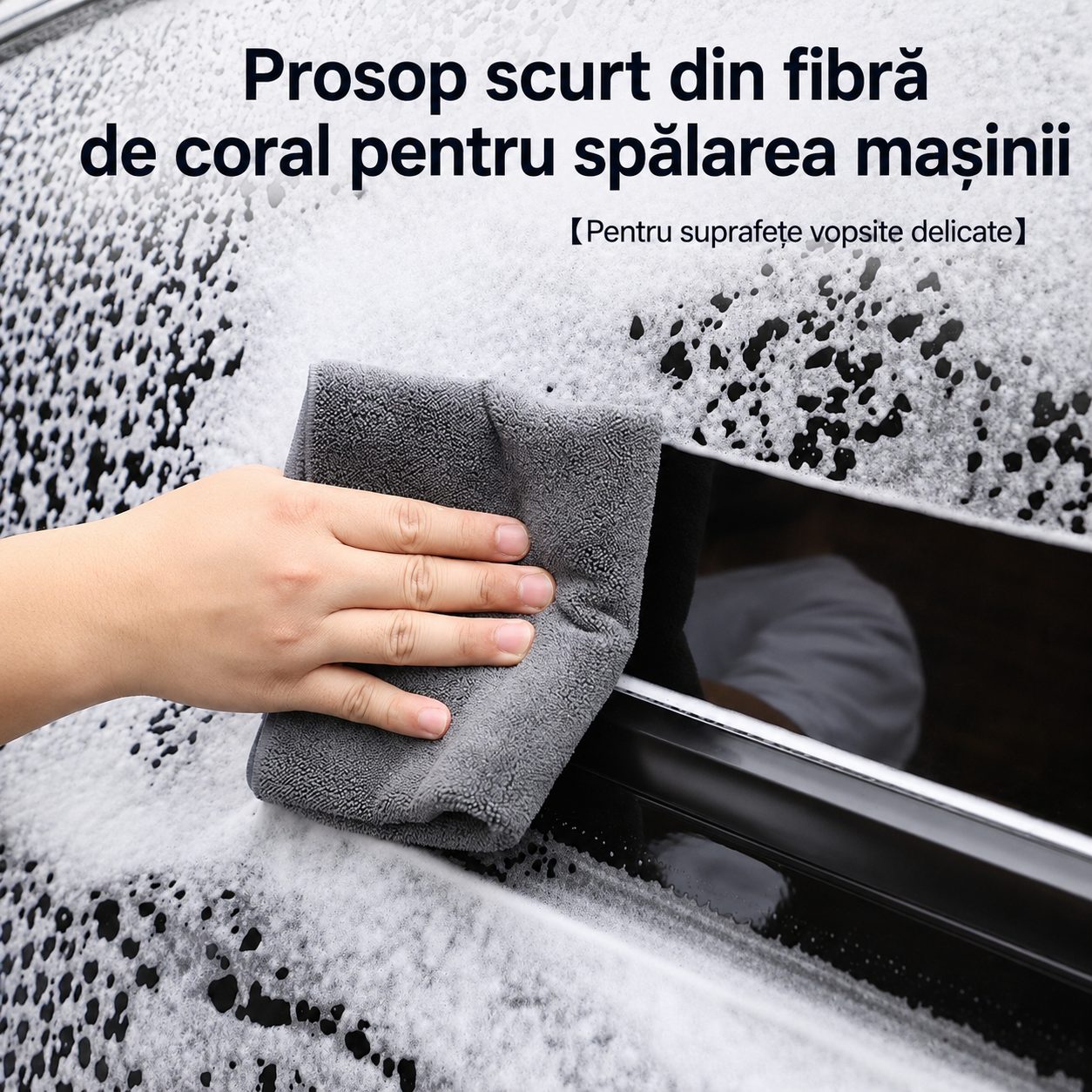Prosop Auto din Microfibra, , 500 GSM, Absorbant si Fara Urme de Apa, Uscare si Curatare Auto, 30x30 cm, Albastru 2