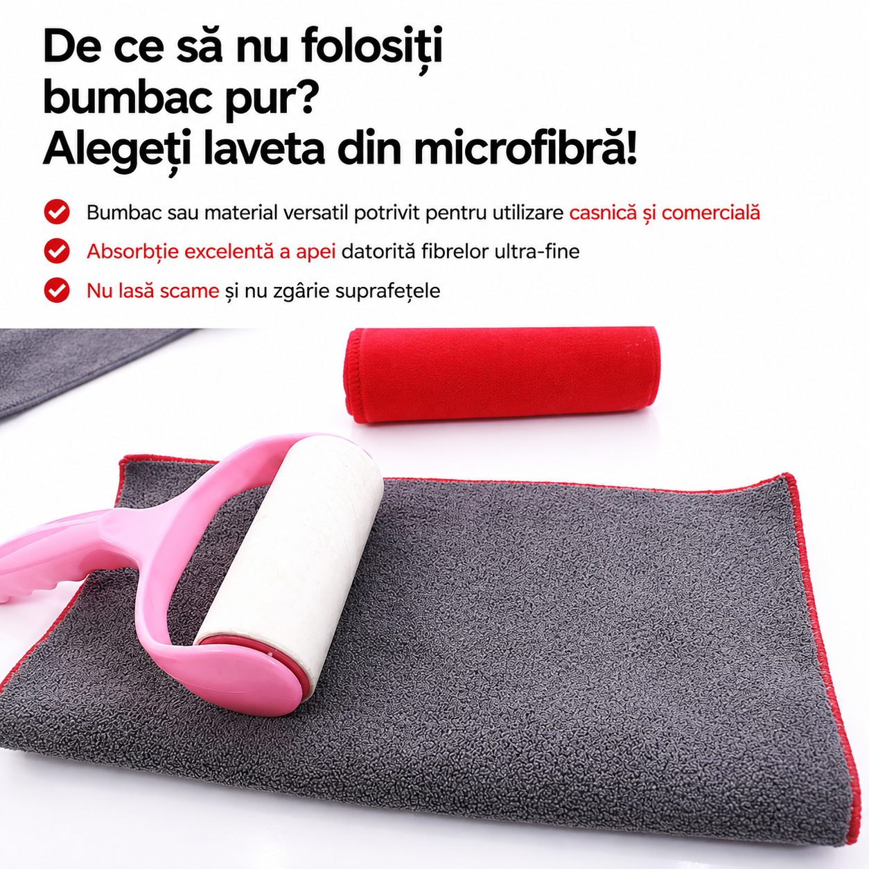 Prosop Auto din Microfibra, , 500 GSM, Absorbant si Fara Urme de Apa, Uscare si Curatare Auto, 30x30 cm, Rosu 5