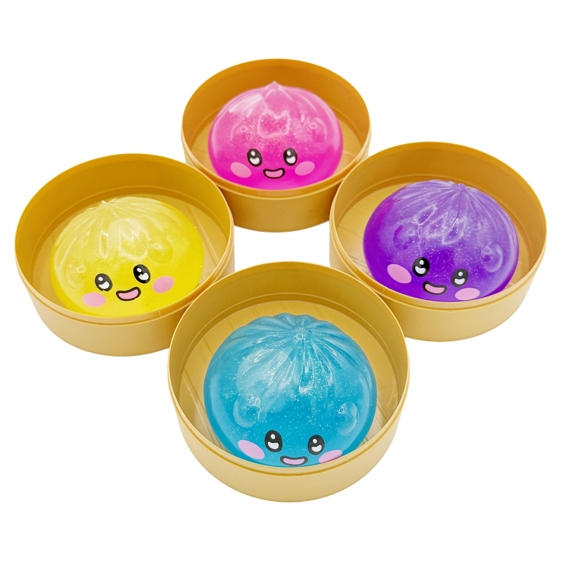Jucarie Squishy Antistres, , Model Fata Zambitoare Simplu cu Sclipici, 6.5 x 6.5 cm, 120 gr, Culoare Mix Surpriza 4