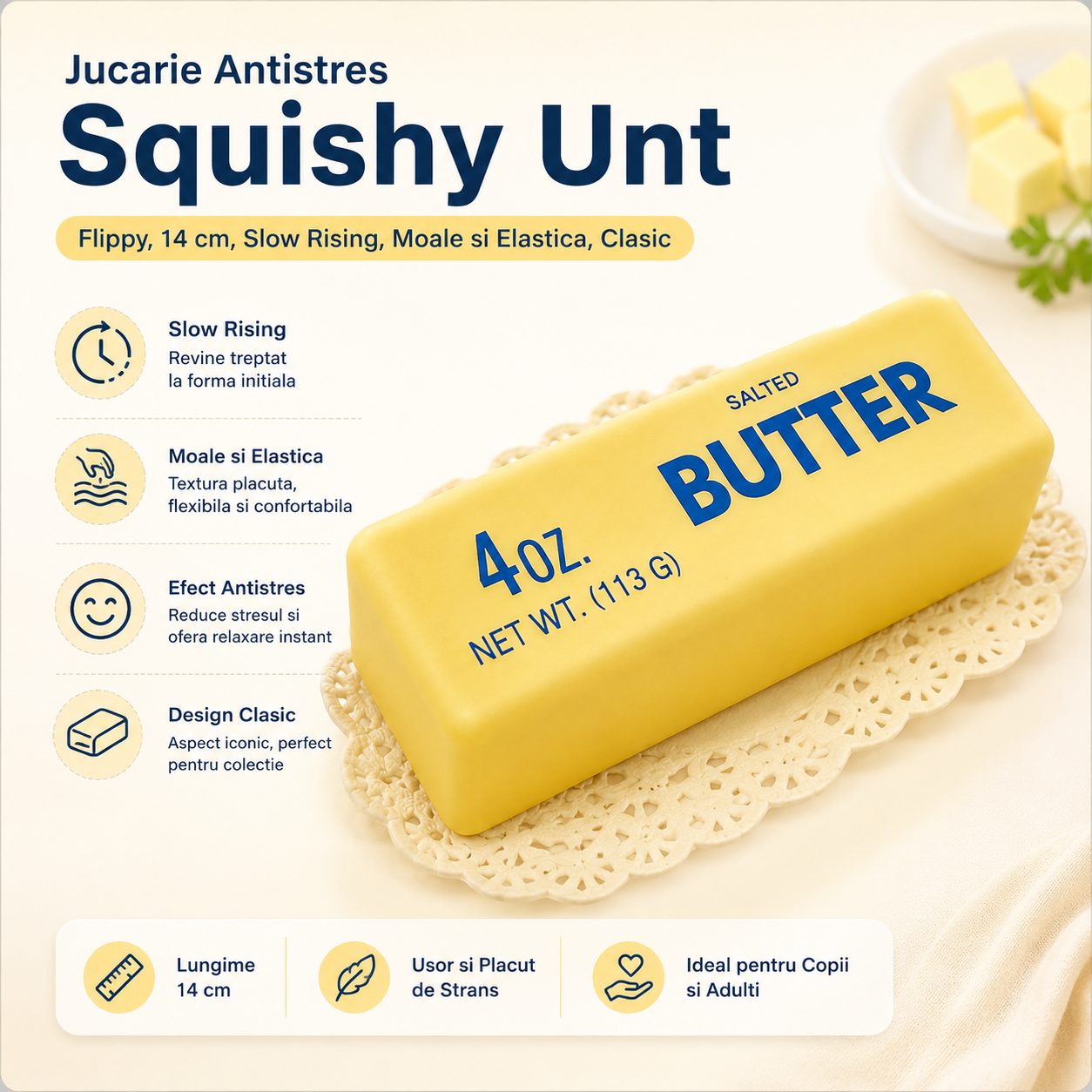 Jucarie Antistres Squishy Unt, , 14 cm, Slow Rising, Moale si Elastica, Clasic 3