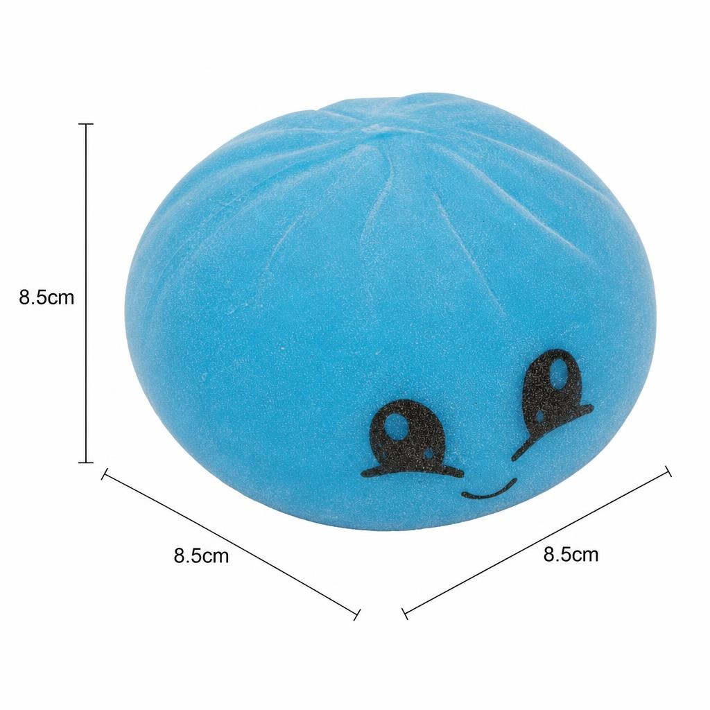 Jucarie Squishy Dumpling in Forma de Dumpling, , Model Fata Zambitoare din Maltoza Uniton, Antistres Senzoriala Comprimabila cu Revenire Lenta, 8.5x8.5x8.5 cm, 110 g, Culoare Surpriza Mix 3
