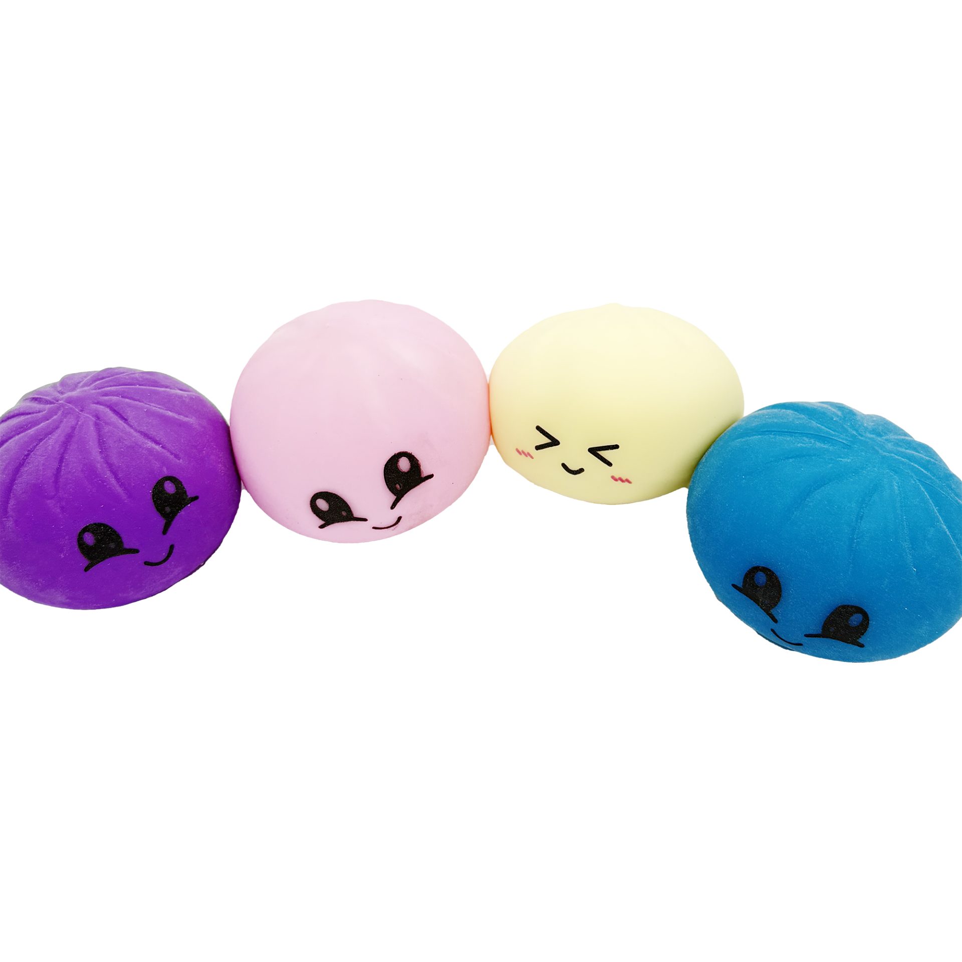 Jucarie Squishy Dumpling in Forma de Dumpling, , Model Fata Zambitoare din Maltoza Uniton, Antistres Senzoriala Comprimabila cu Revenire Lenta, 8.5x8.5x8.5 cm, 110 g, Culoare Surpriza Mix 2