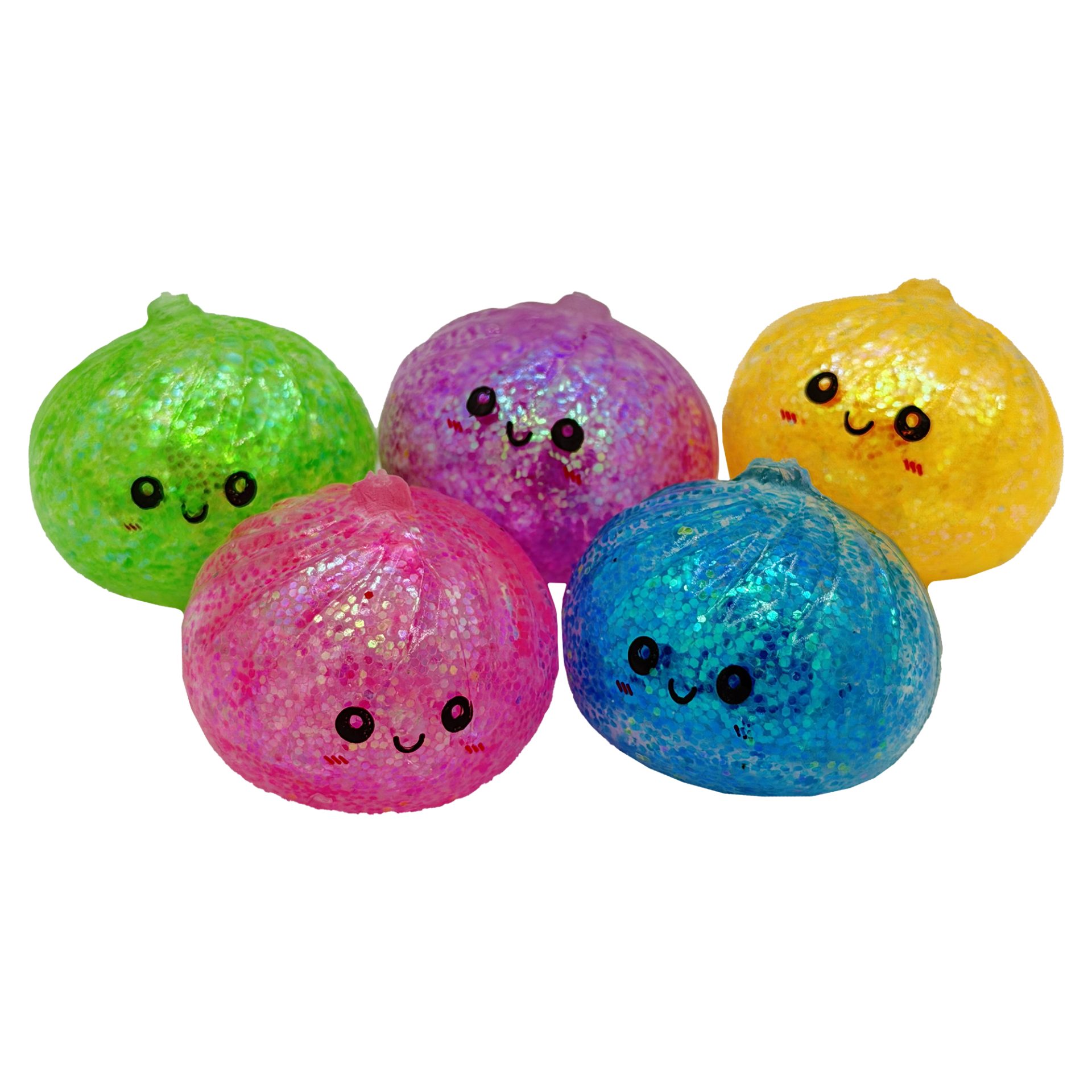 Squishy Dumpling Antistres, , Model Fata Zambitoare din Maltoza cu Sclipici si bile de Hidrogen, Comprimabil cu Revenire Lenta, 5.5 x 5.5 x 5.5 cm, 120 gr, Culoare Surpriza Mix 2