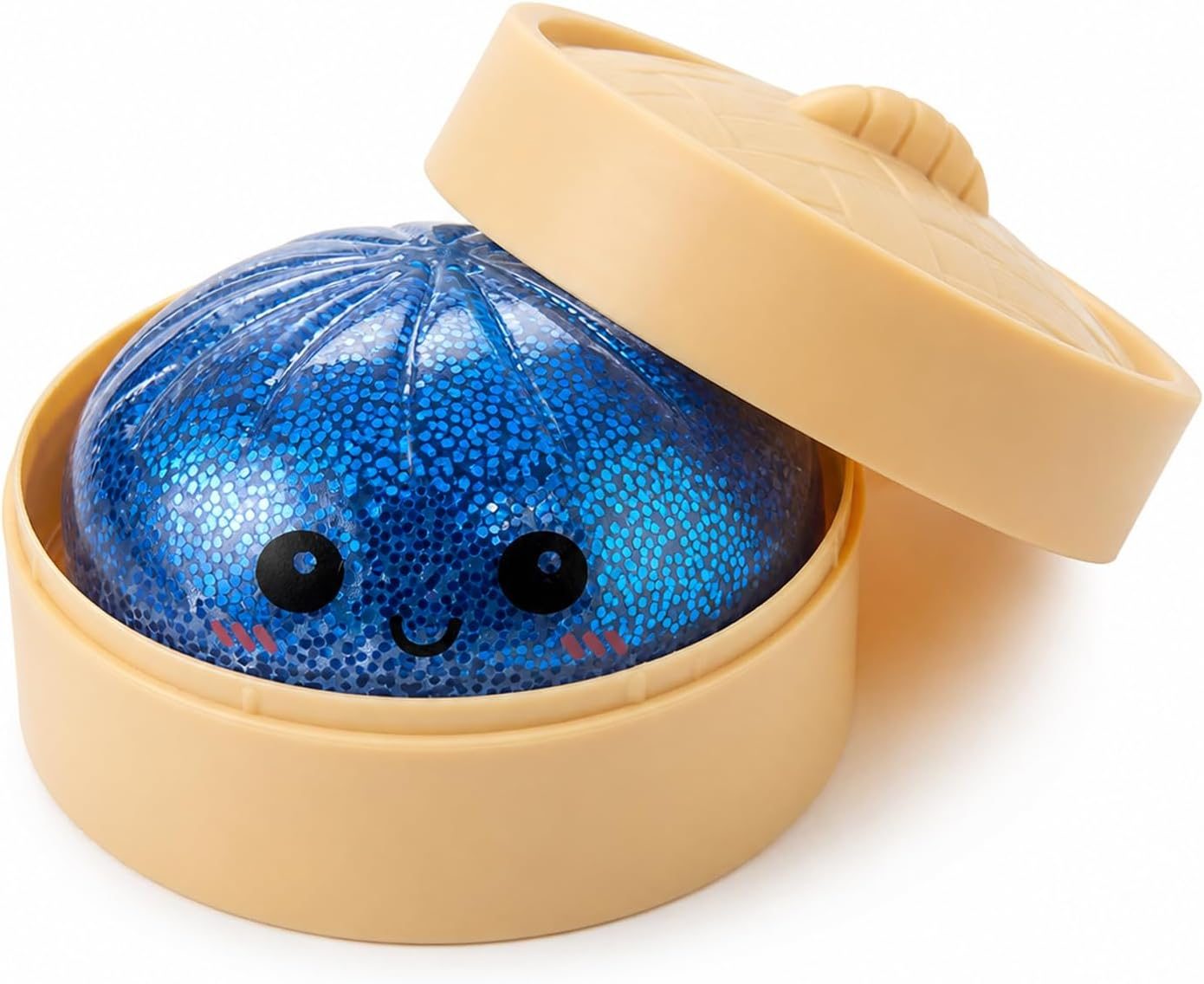 Jucărie antistres Squishy 8.5 cm, 110 grame, Cu Sclipici si Bile de Hidrogel- Model surpriză cu Fata Zambitoare (Mystery Color) – Mix de Culori 2