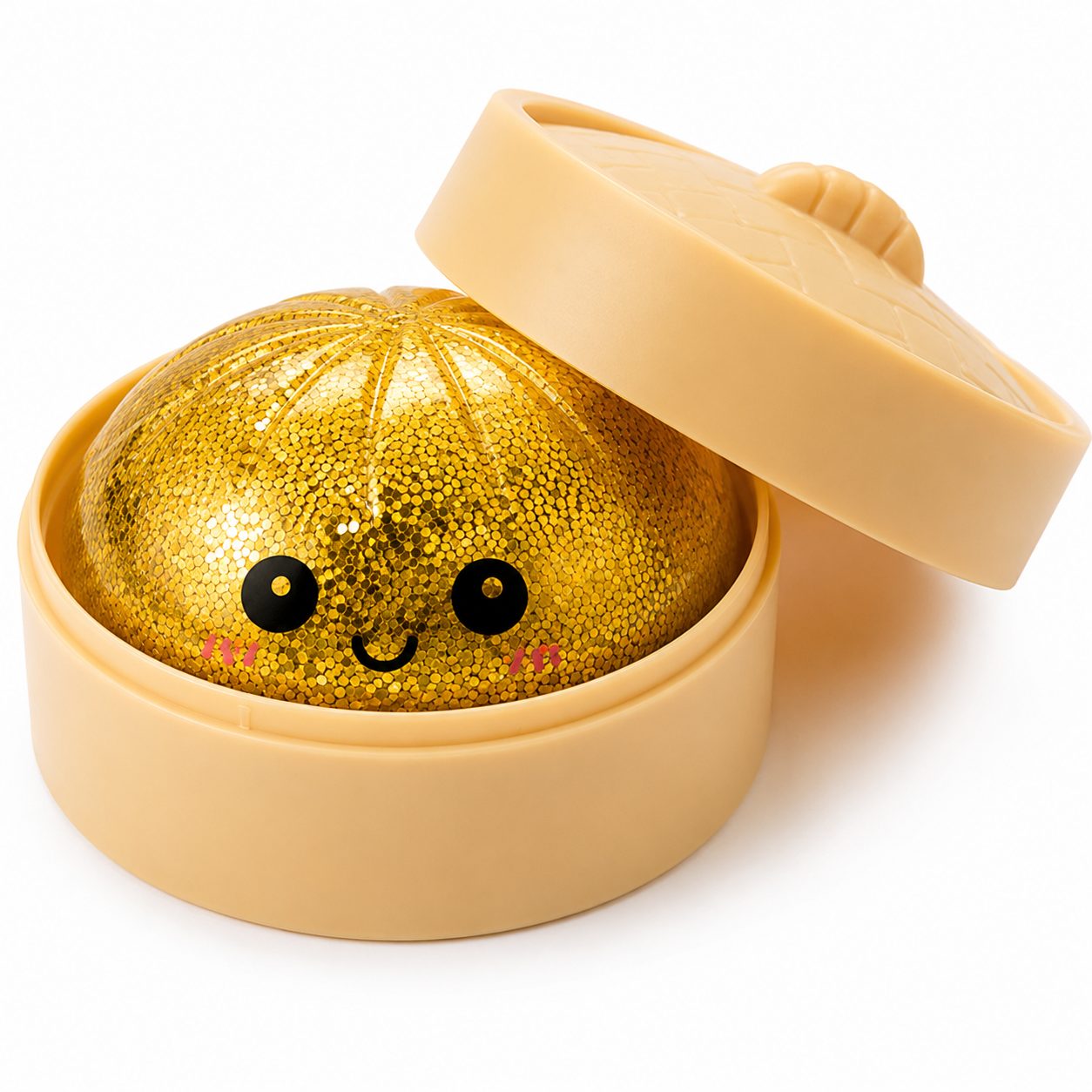 Jucărie antistres Squishy 8.5 cm, 110 grame, Cu Sclipici si Bile de Hidrogel- Model surpriză cu Fata Zambitoare (Mystery Color) – Mix de Culori 3